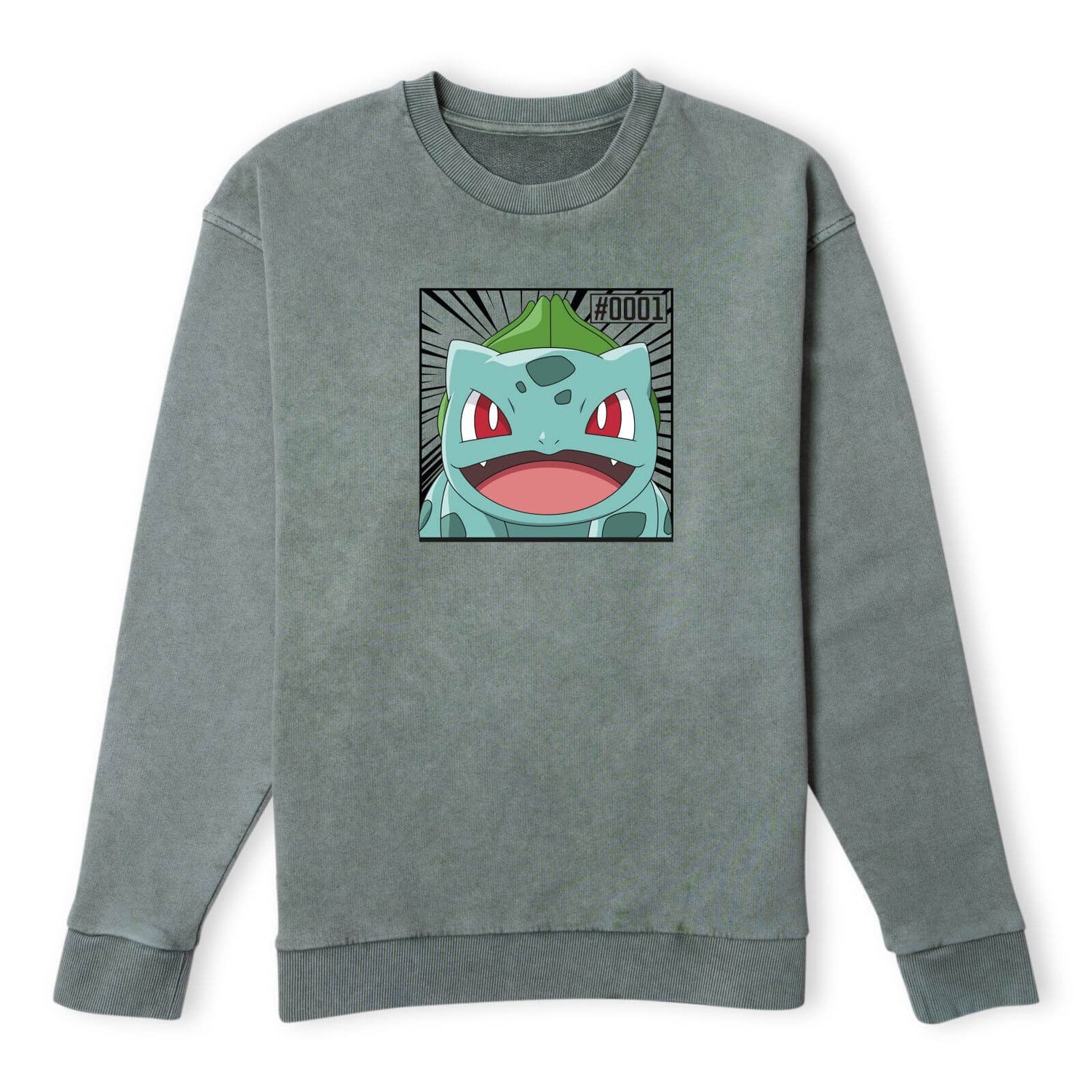 Pokémon Pokédex Bulbasaur #0001 Sweatshirt - Khaki Acid Wash