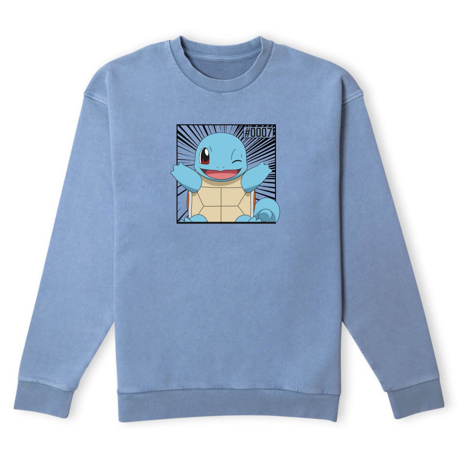 Pokémon Pokédex Squirtle #0007 Sweatshirt - Denim Blue Acid Wash