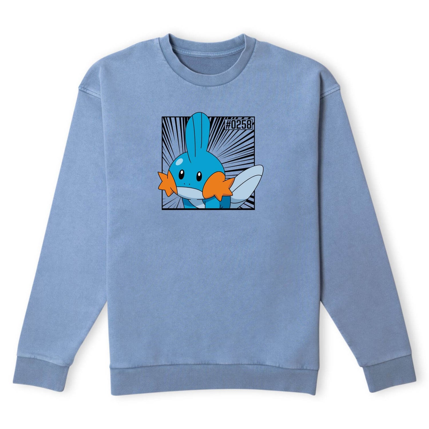 Pokemon Mudkip Sweatshirt - Denim Blue Acid Wash