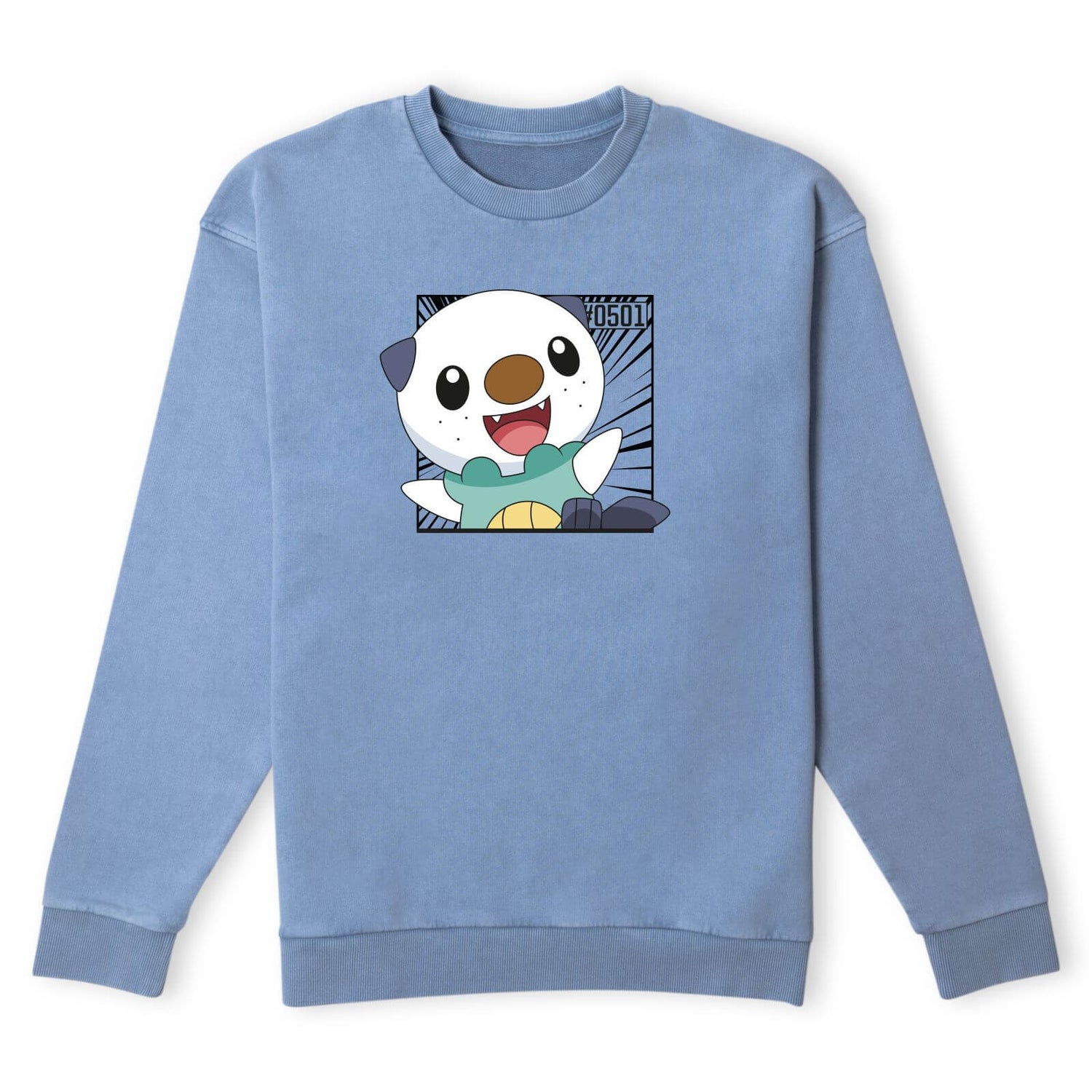 Pokemon Oshawott Sweatshirt - Denim Blue Acid Wash