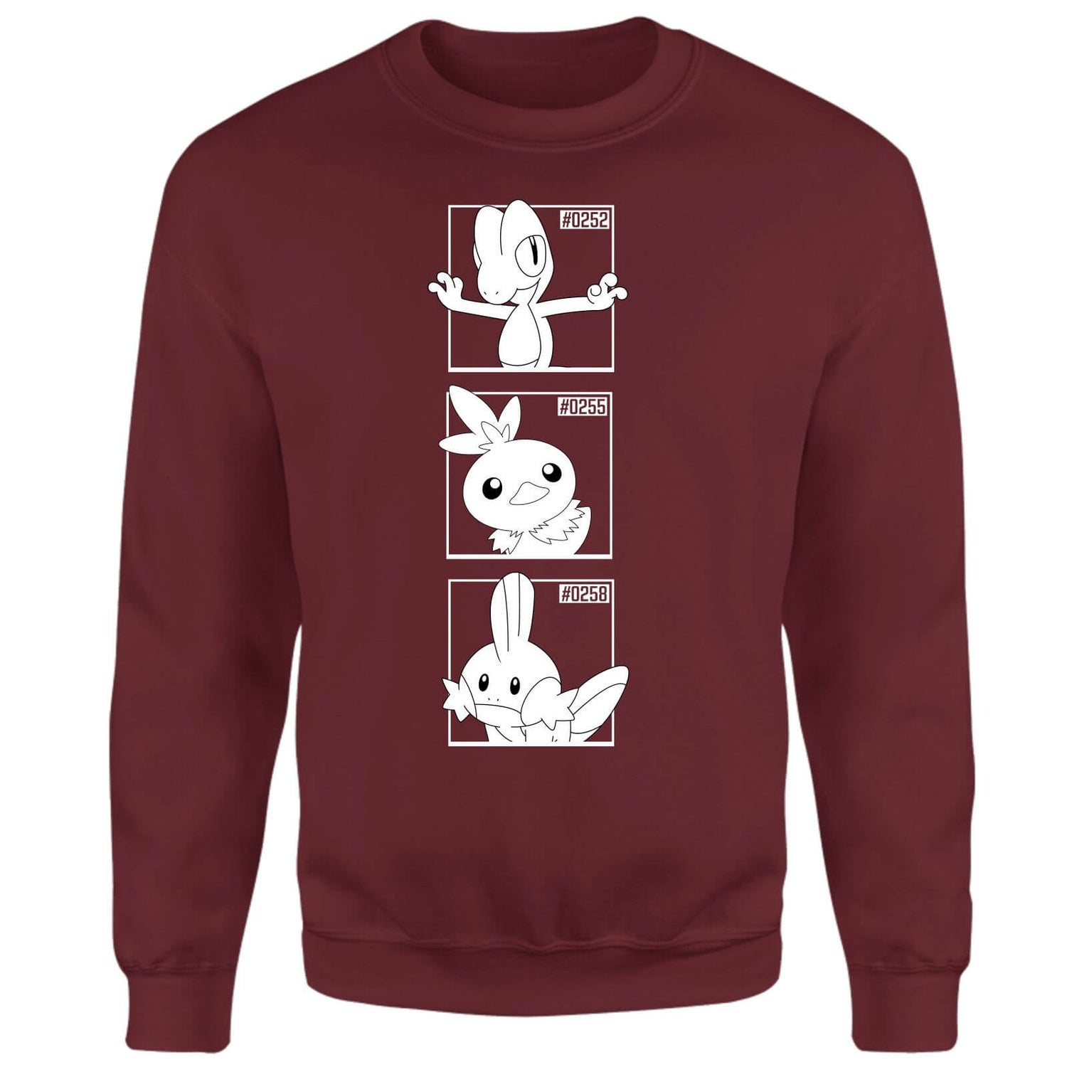 Pokemon Generation 3 Monochrome Starters Sweatshirt - Burgundy