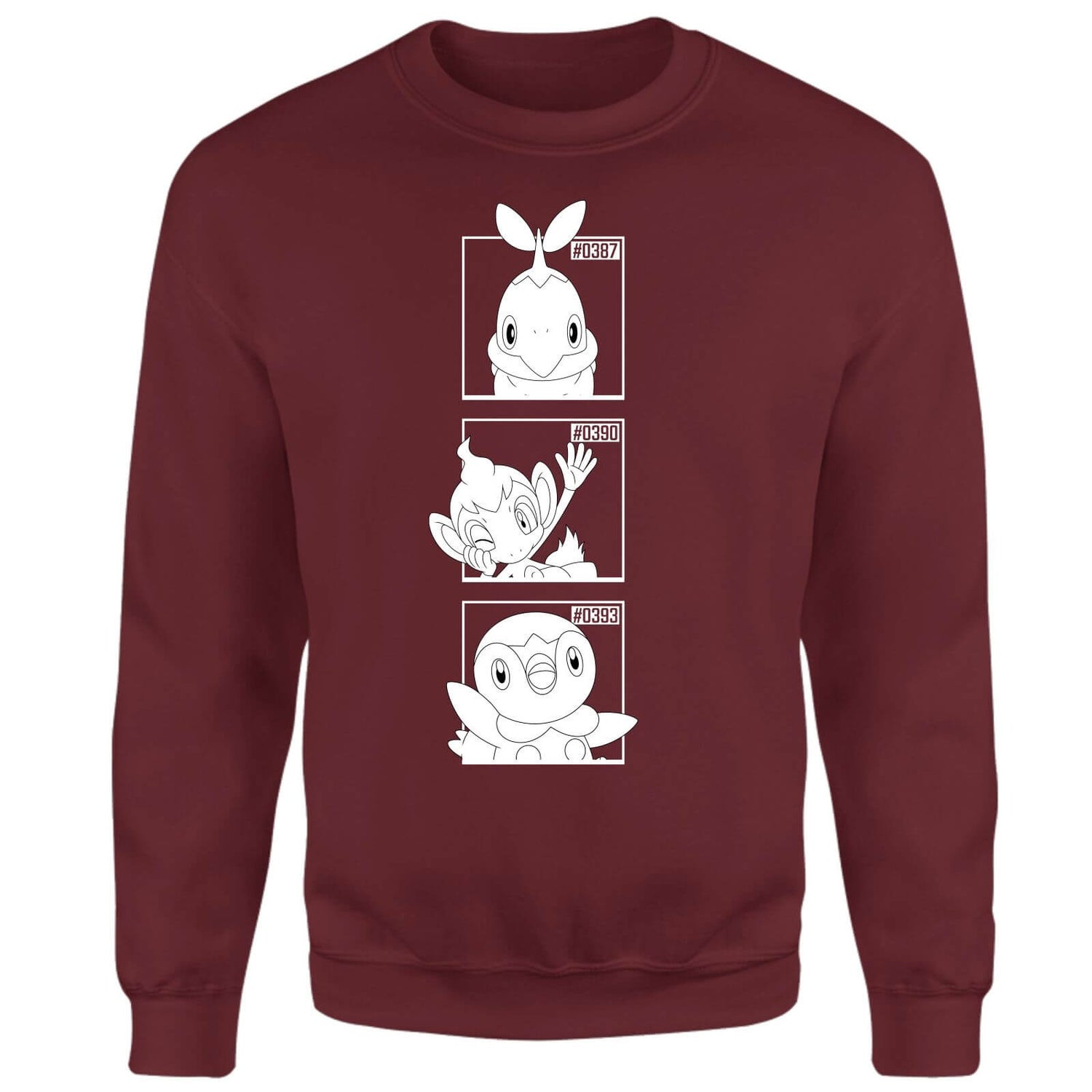 Pokemon Generation 4 Monochrome Starters Sweatshirt - Burgundy