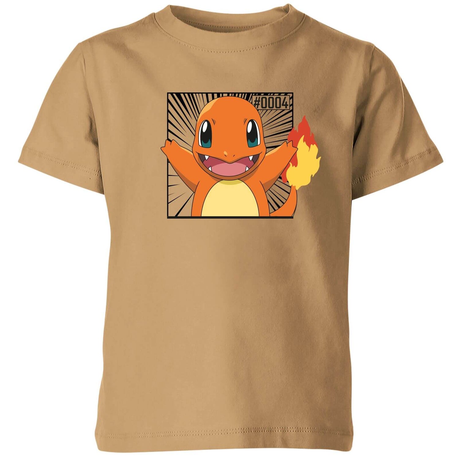 Pokémon Pokédex Glumanda #0004 Kinder T-Shirt - Tan