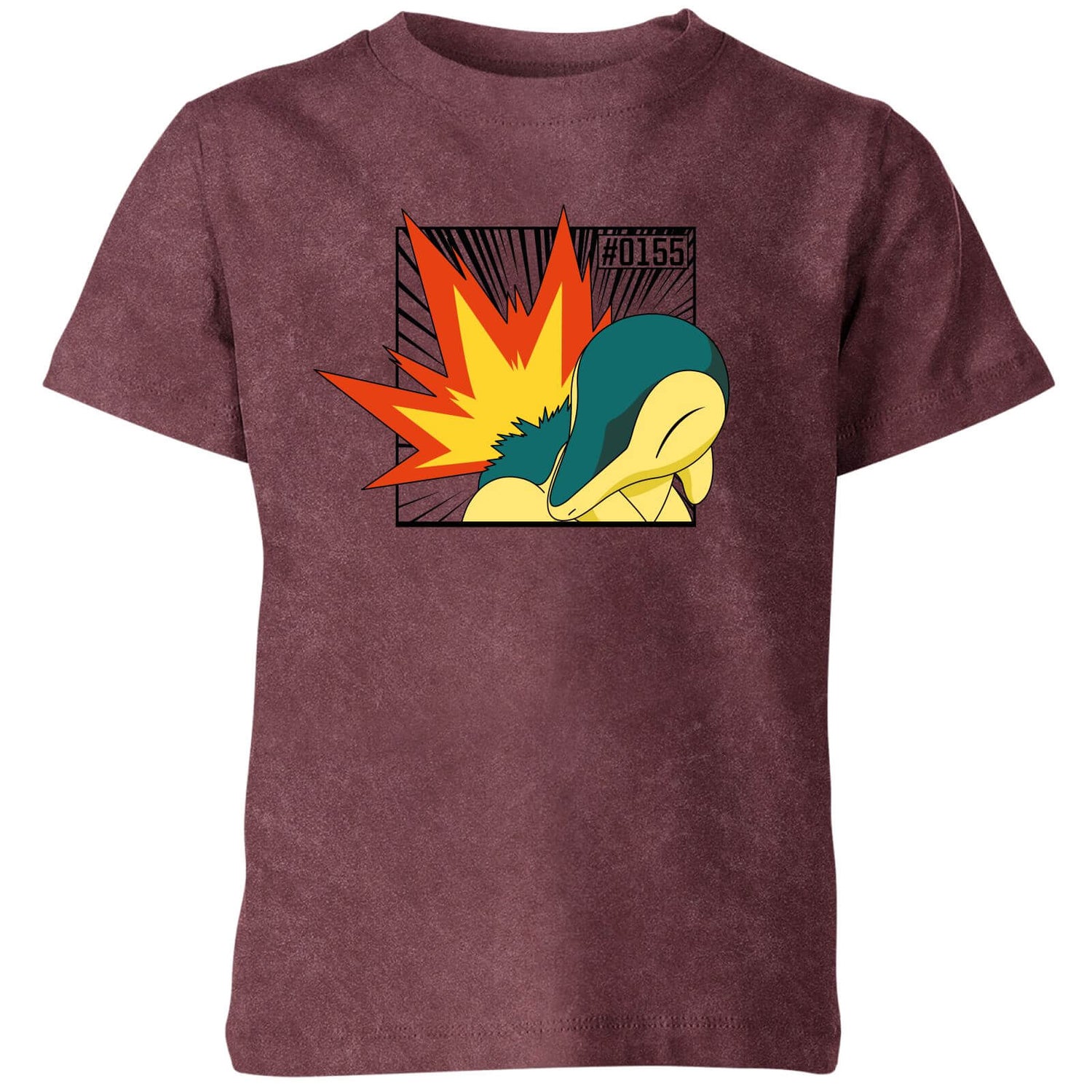 Pokemon Cyndaquil Kids' T-Shirt - Burgundy Acid Wash