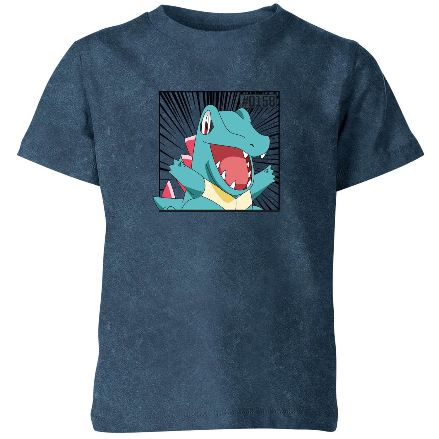 Pokemon Totodile Kids' T-Shirt - Navy Acid Wash