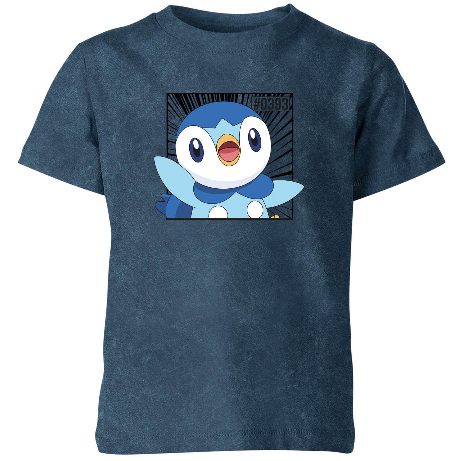 Pokemon Piplup Kids' T-Shirt - Navy Acid Wash