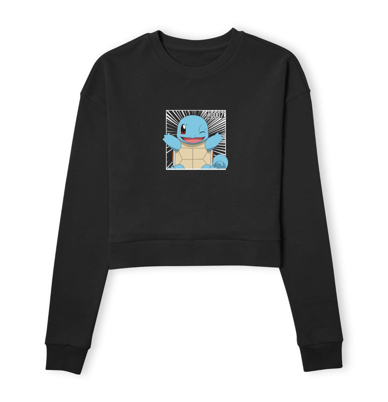 Pokémon Pokédex Squirtle #0007 Women's Cropped Sweatshirt - Black