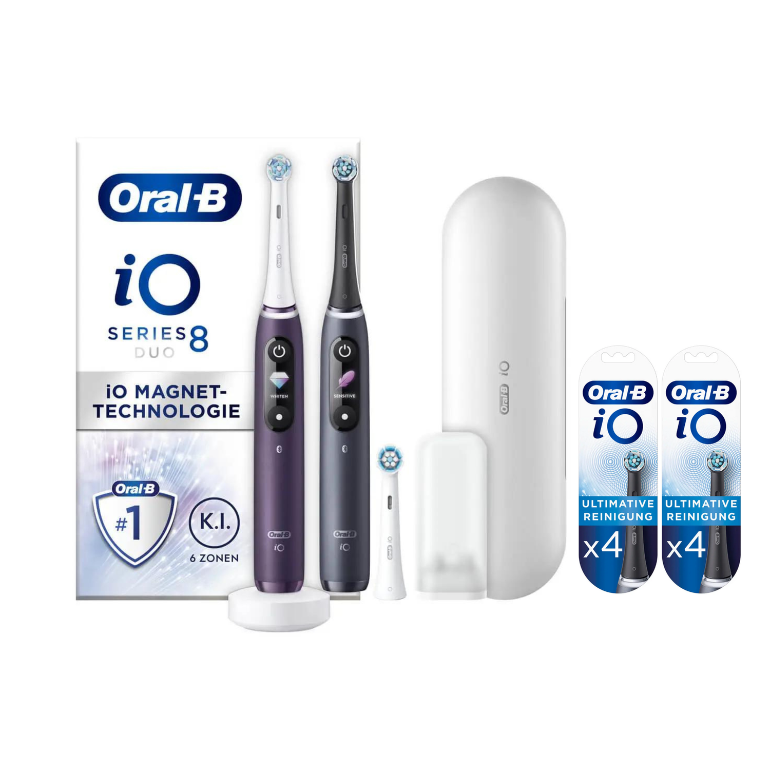 Oral-B iO Series 8 Elektrische Zahnbürste Violet Ametrine/Black Onyx mit 2. Handstück