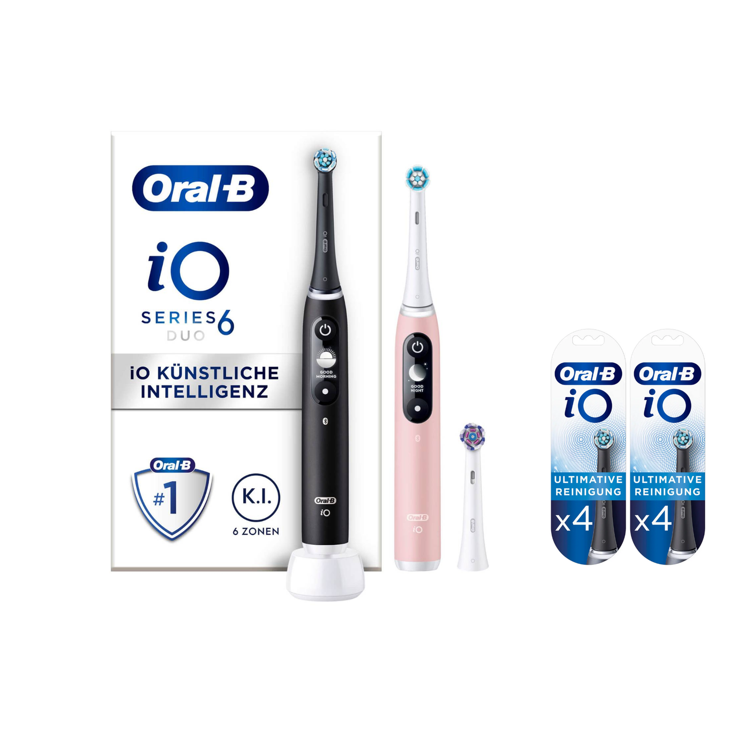 Oral-B iO Series 6 Duopack Elektrische Zahnbürste, Black Lava/Pink Sand