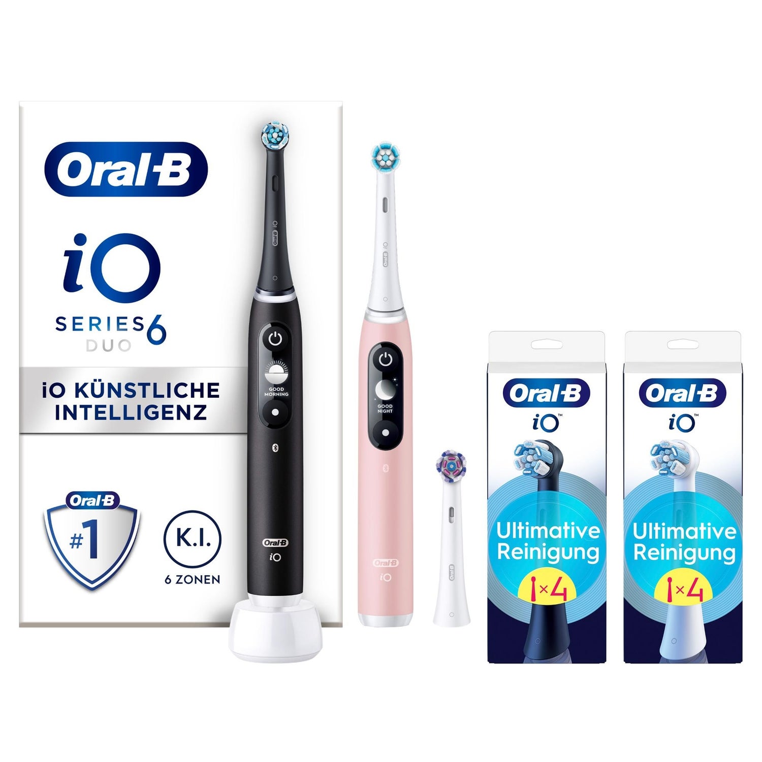 Oral-B iO Series 6 Duopack Elektrische Zahnbürste, Black Lava/Pink Sand