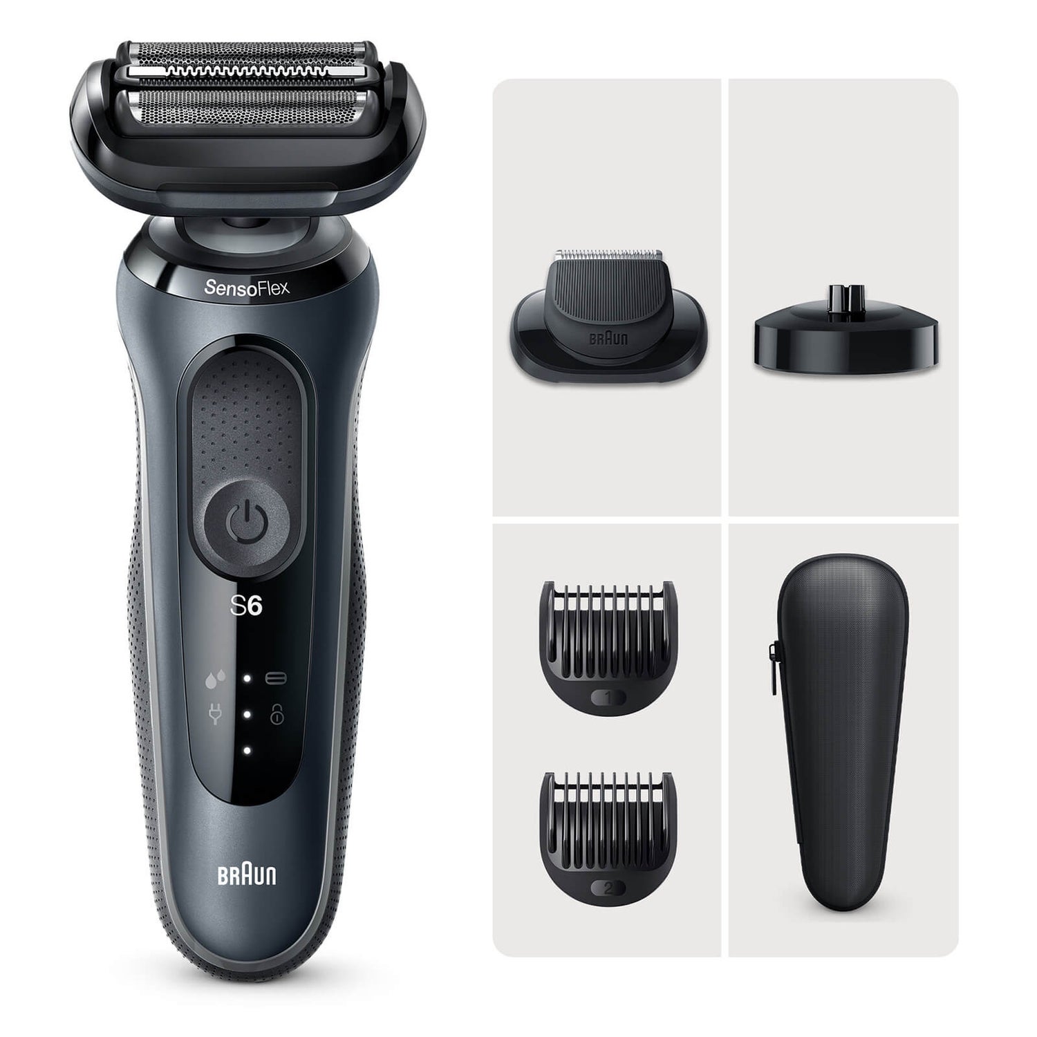 Braun Series 6 61-N4500cs Electric Shaver with Beard Trimmer, Charging Stand, Grey