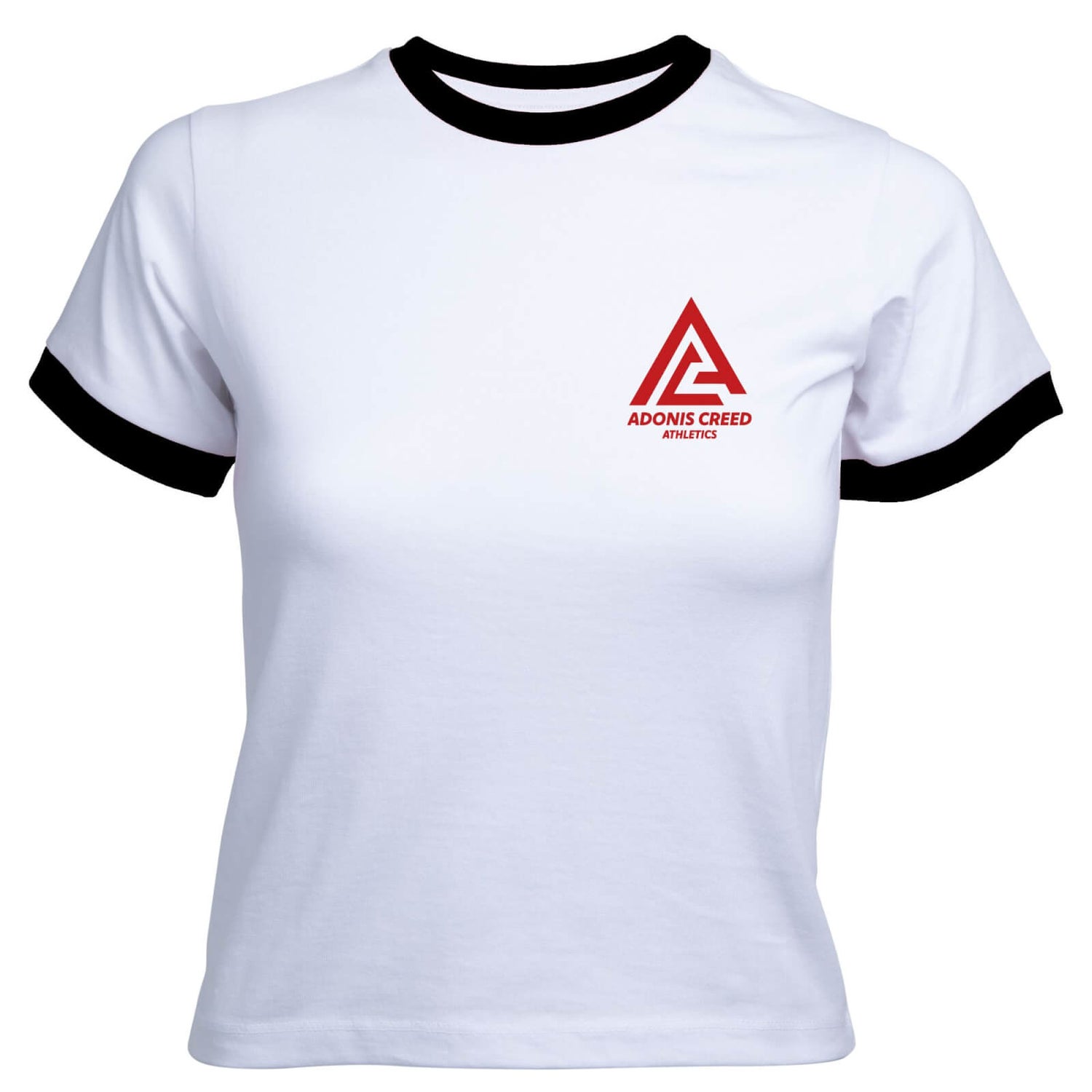 Creed Adonis Creed Athletics Logo Women's Cropped Ringer T-Shirt - White Black - XS