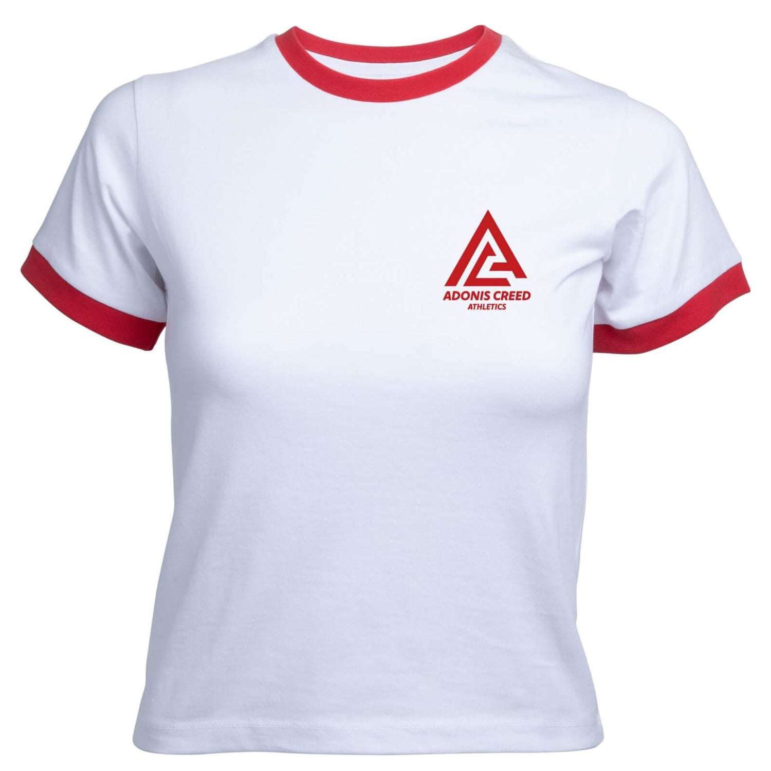 Creed Adonis Creed Athletics Logo Women's Cropped Ringer T-Shirt - White Red - XS