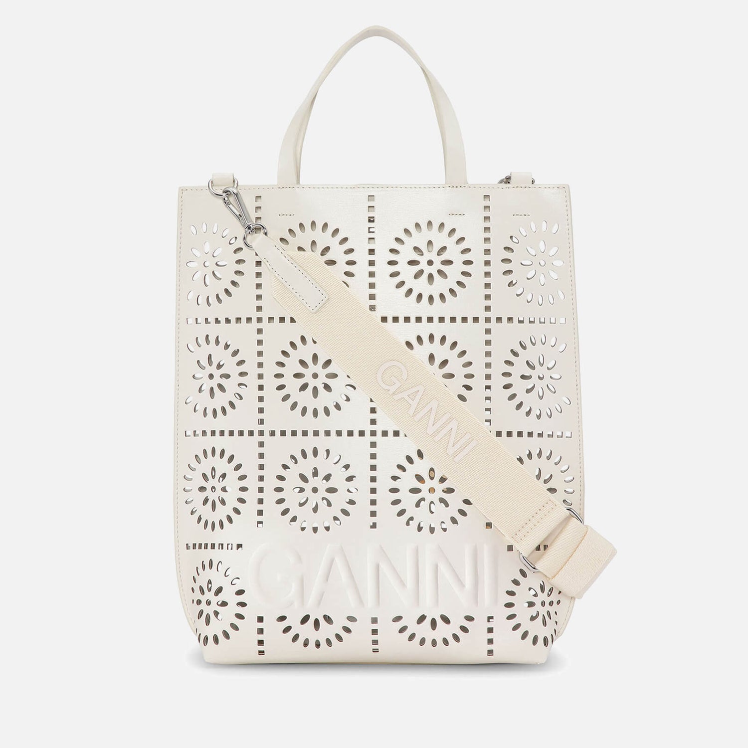 Ganni Banner Medium Perforated Leather Tote Bag