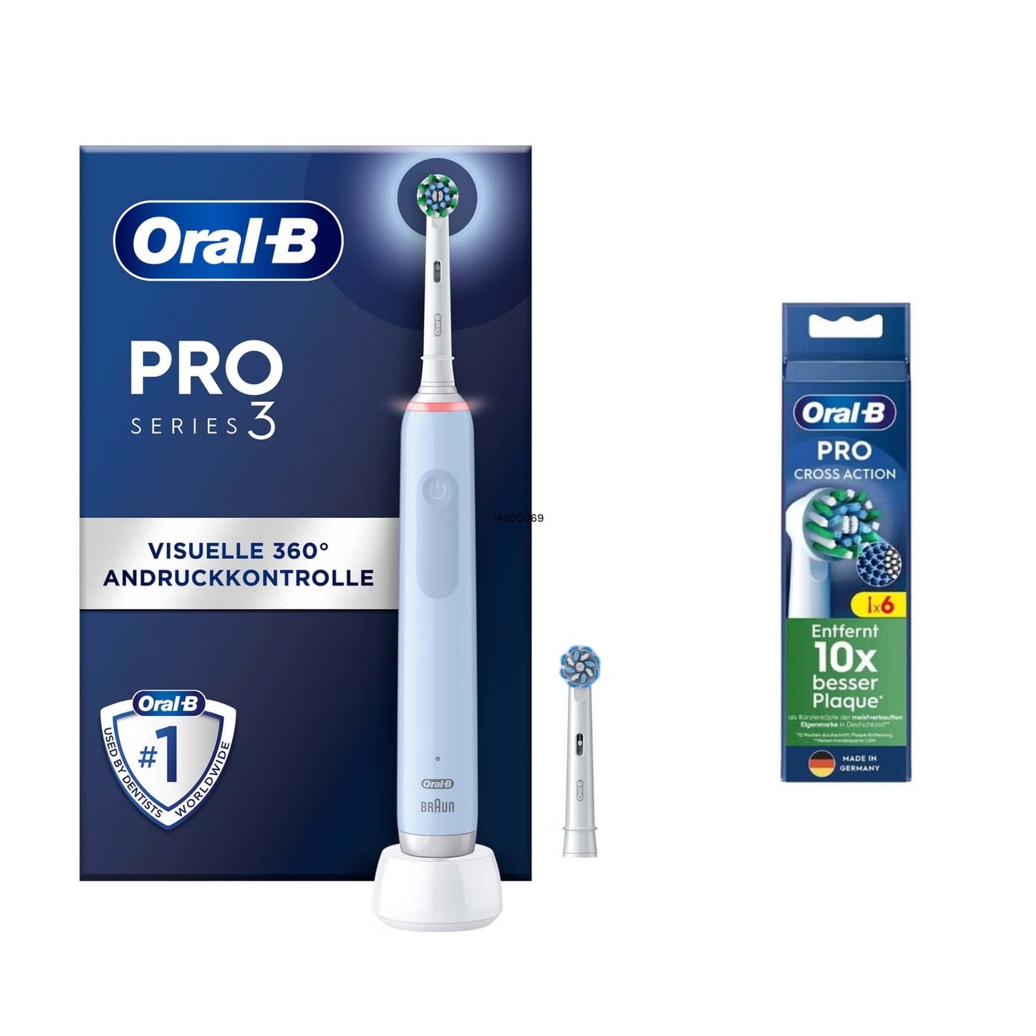 Oral-B Power Pro 3 3000 Cross Action Elektrische Zahnbürste, Blue