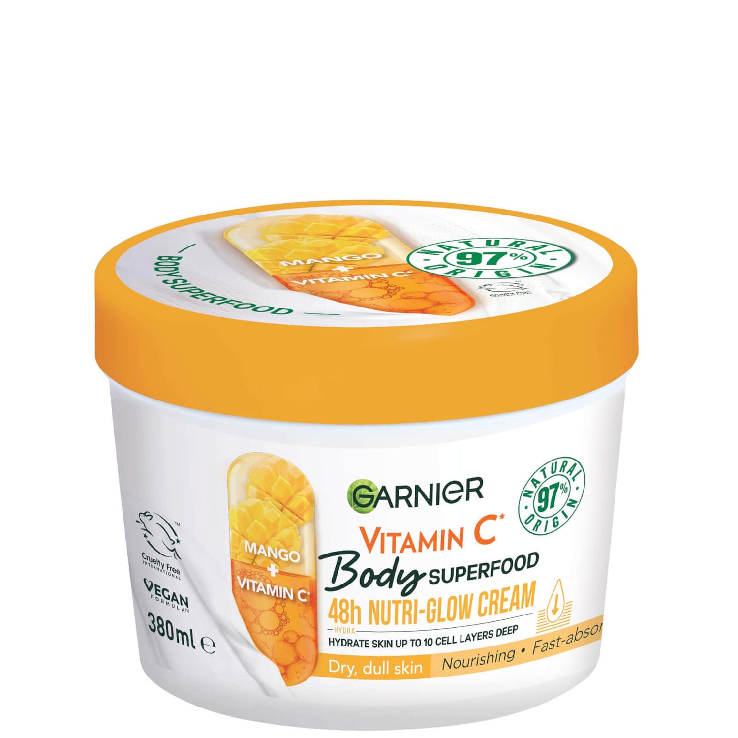 Crema corporal con vitamina C y mango Superfood Nutri Glow de Garnier 380 ml