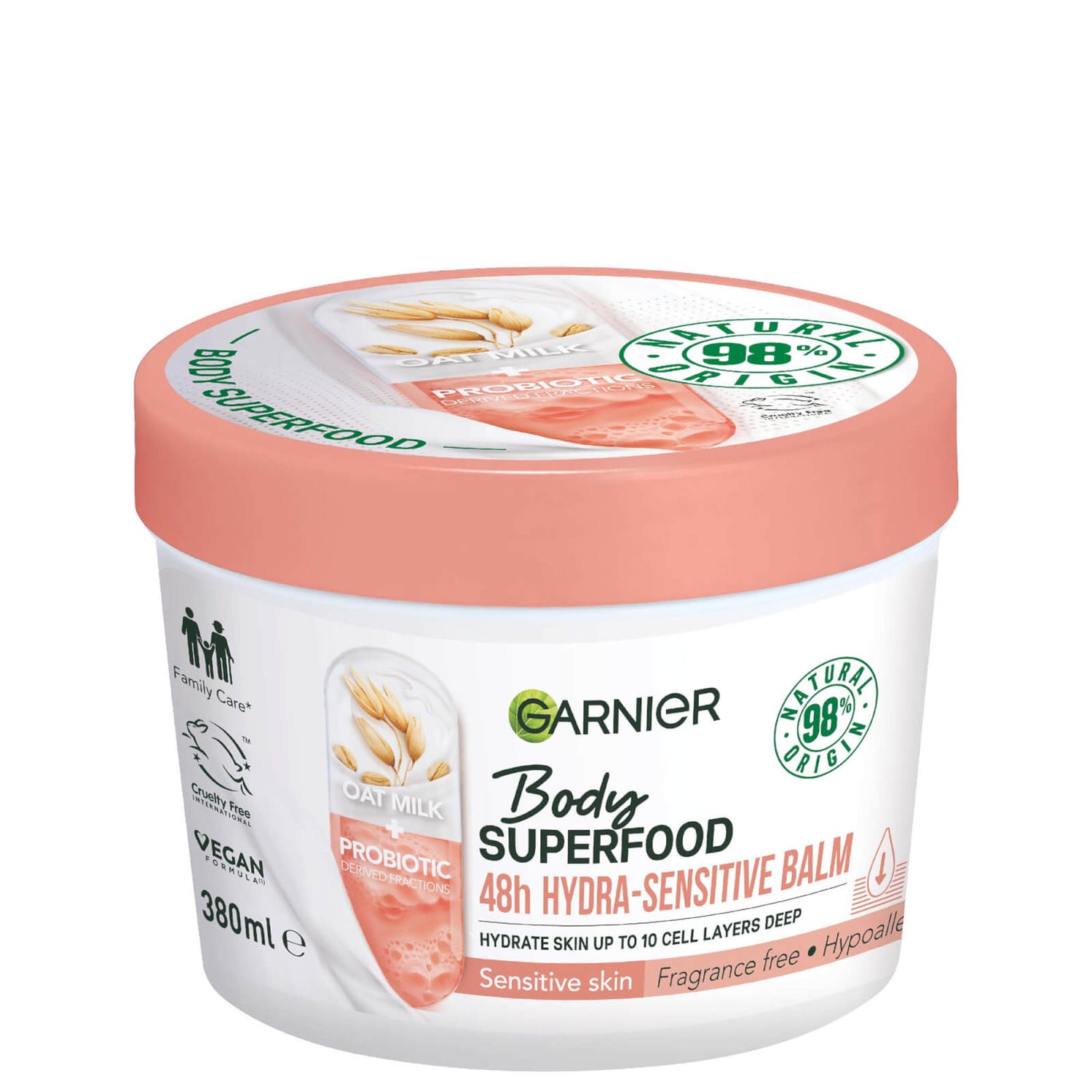 Garnier Body Superfood Hydra Sensitive Body Cream Oat Milk and Probiotic Derived Fractions 380ml