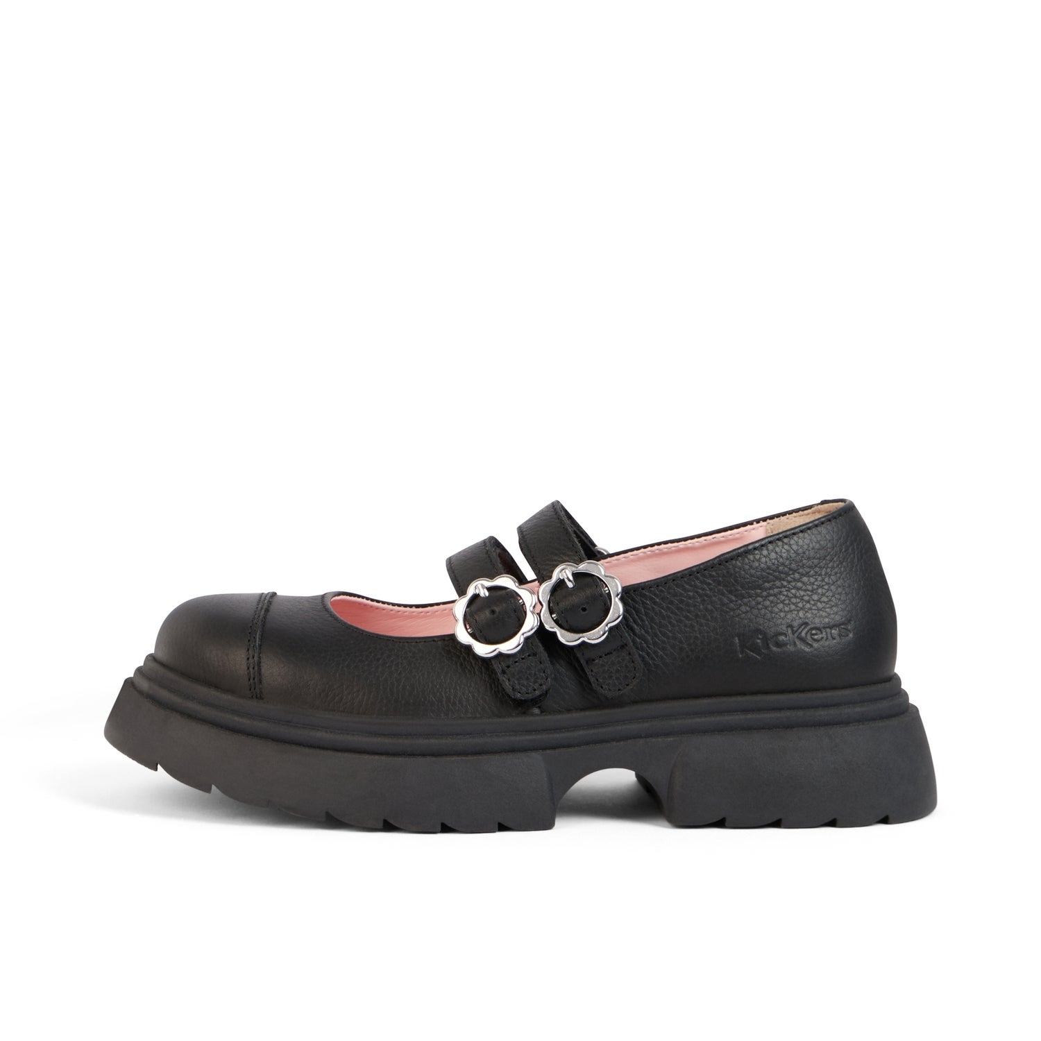 Junior Girls Kenzi MJ Shoes Leather Black Kickers