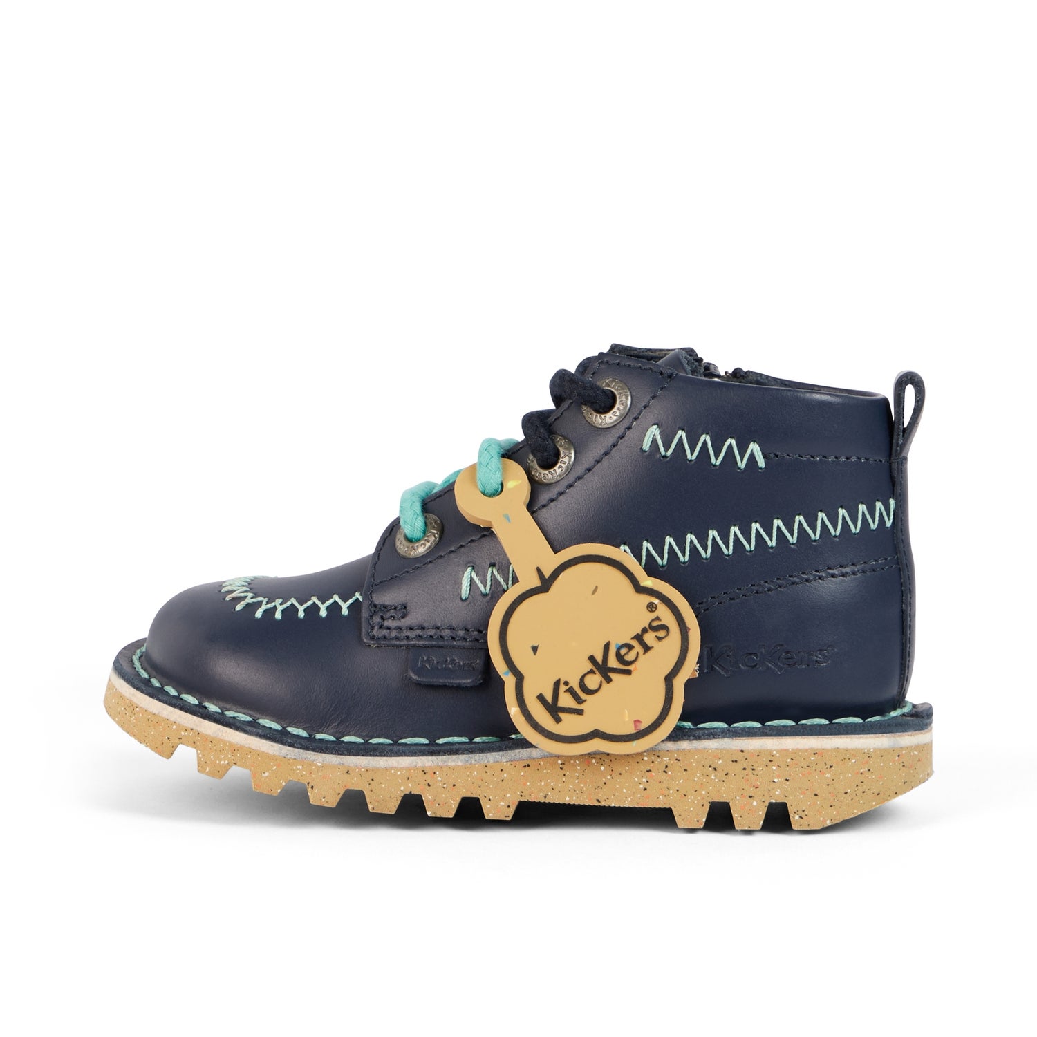 Infant Boys Kick Hi ZigZag Boots Leather Navy Kickers