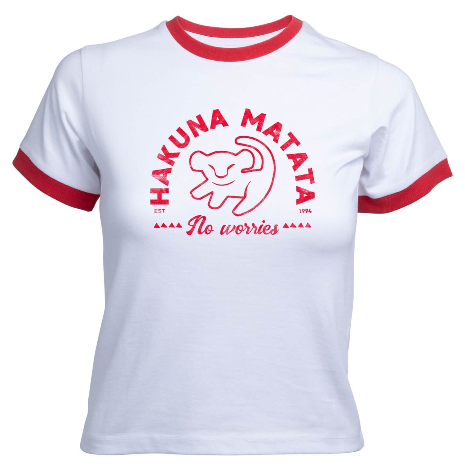The Lion King Hakuna Matata Women's Cropped Ringer T-Shirt - White Red