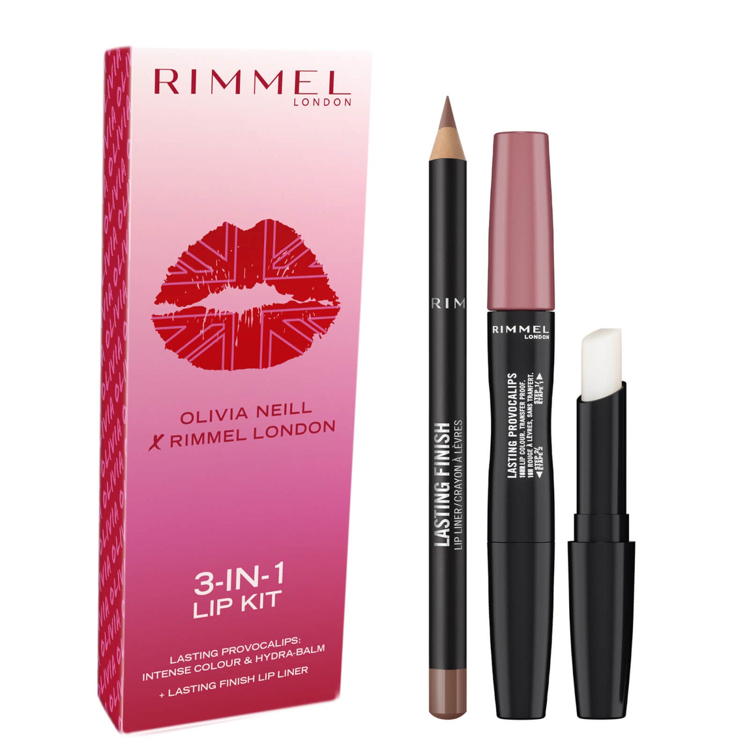Rimmel London x Olivia Neill Exclusive Lip Kit - Nude (Worth £13.98)