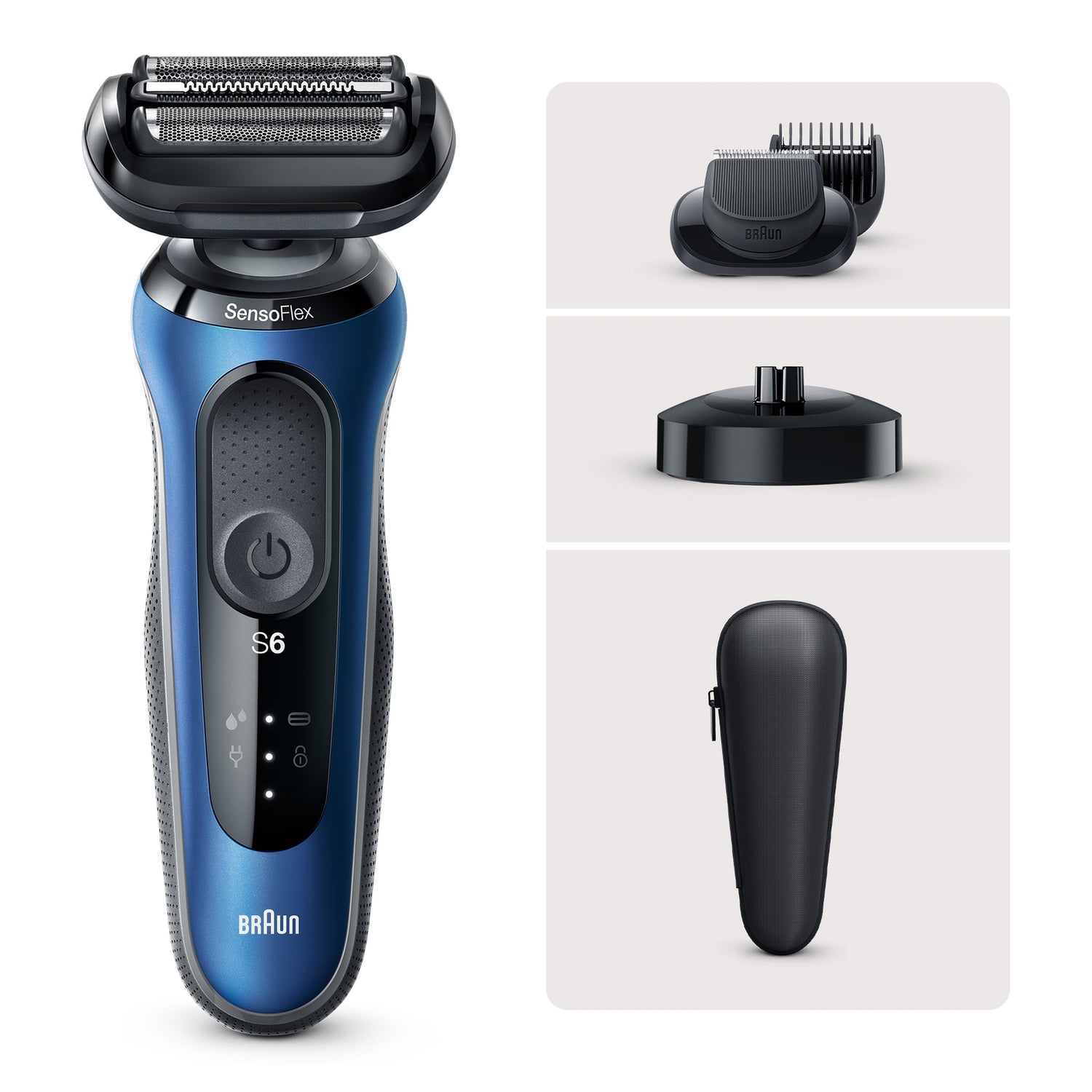 Braun Series 6 60-B4500cs Electric Shaver with Charging Stand, Blue