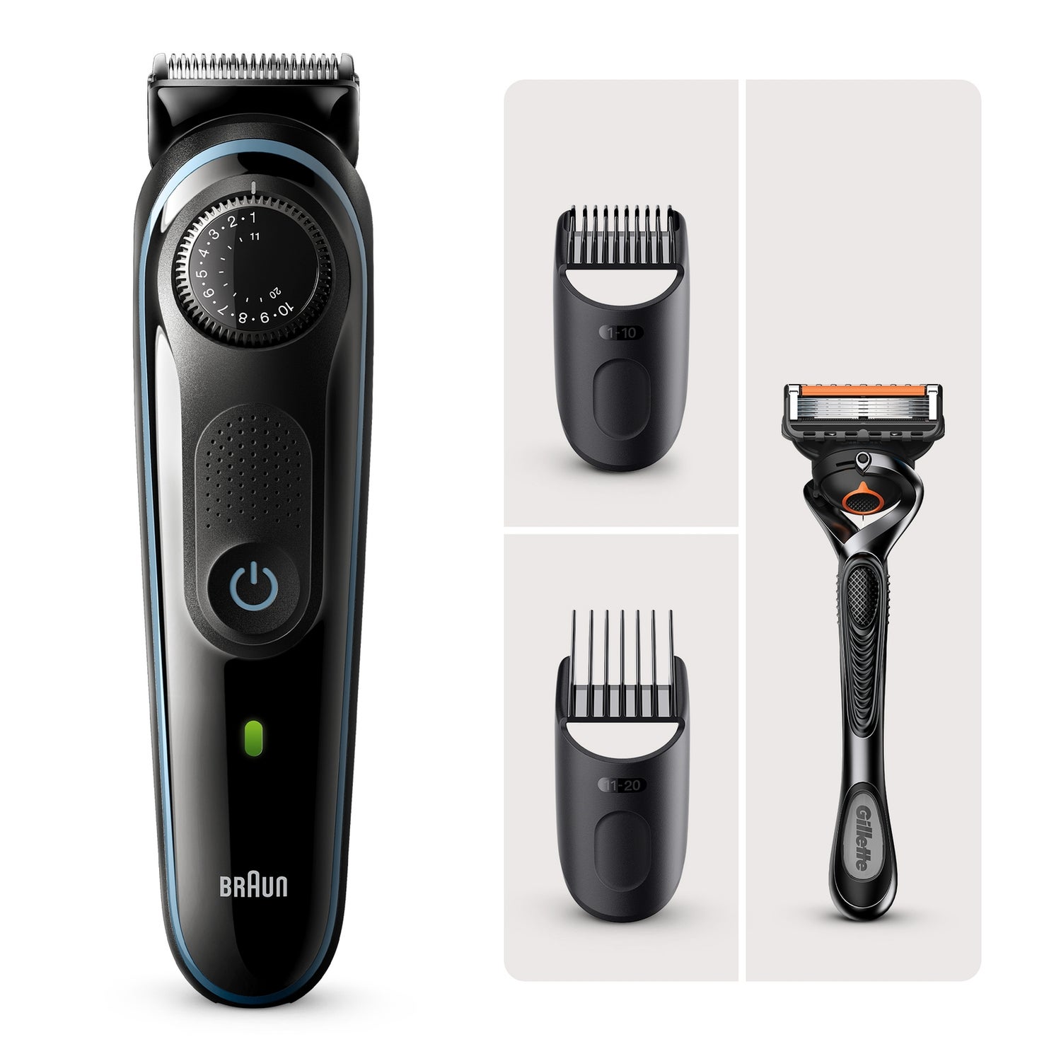 Beard Trimmer BT5340 with Precision Dial, 2 Attachments and Gillette ProGlide razor