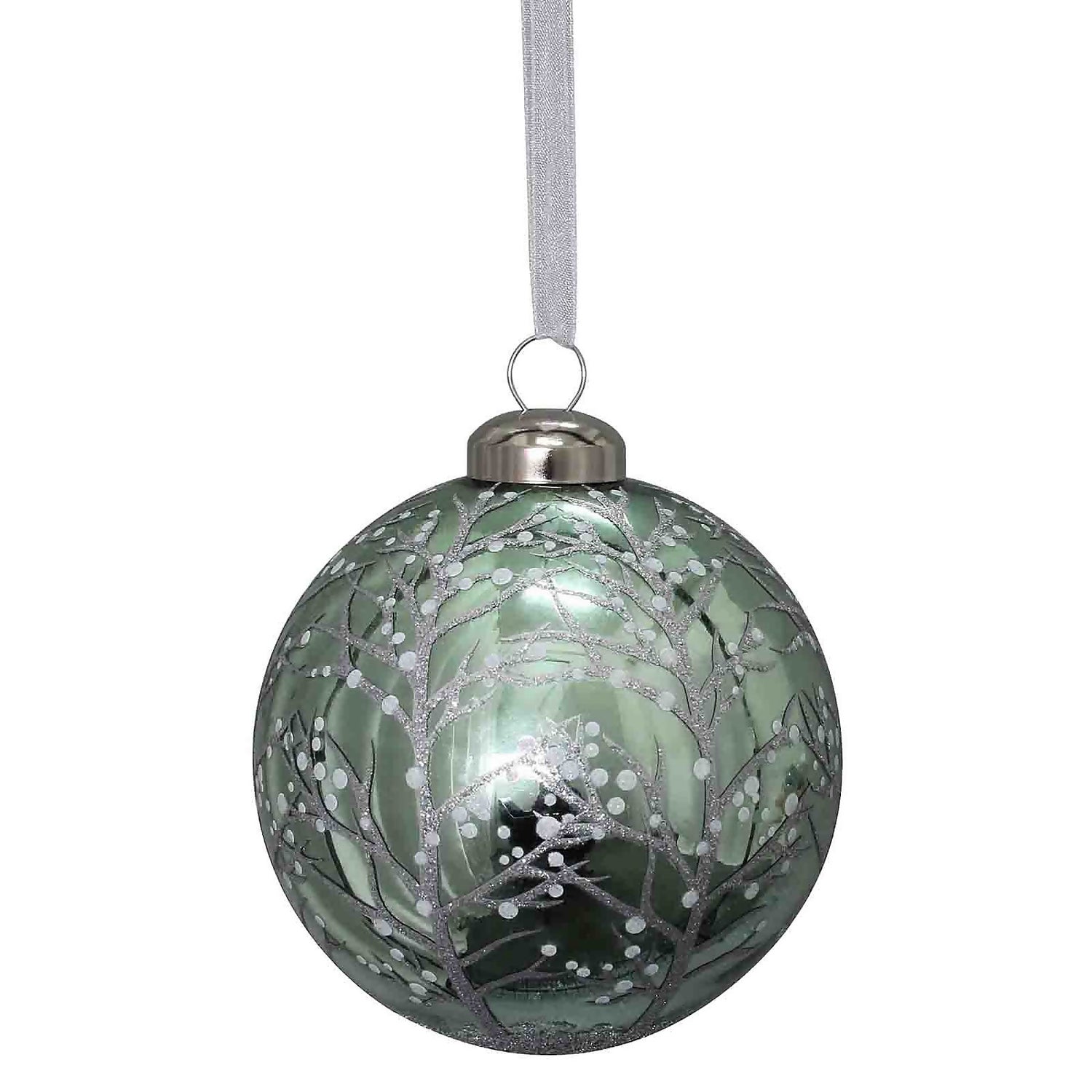 Green christmas ornaments glass clearance