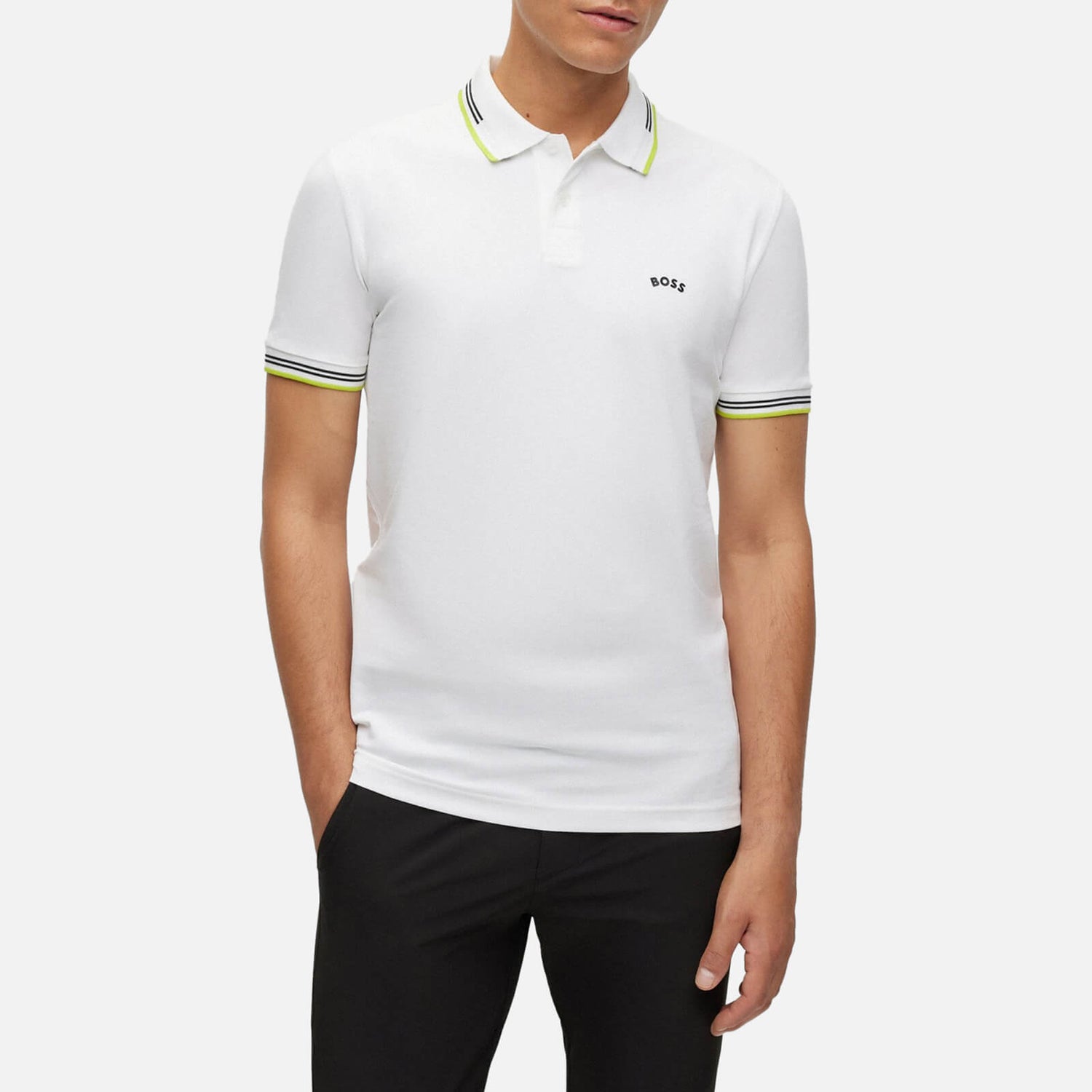 BOSS Green Paul Curved Cotton-Blend Polo Shirt - S
