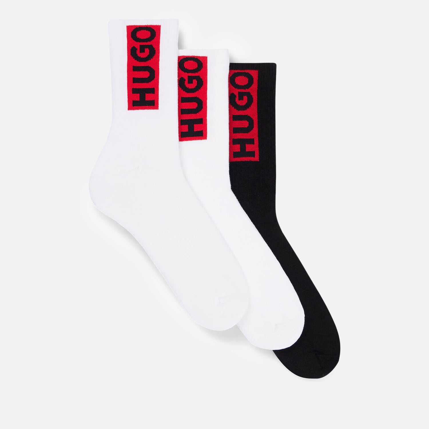 HUGO Bodywear Three-Pack Jacquard Logo Cotton-Blend Socks