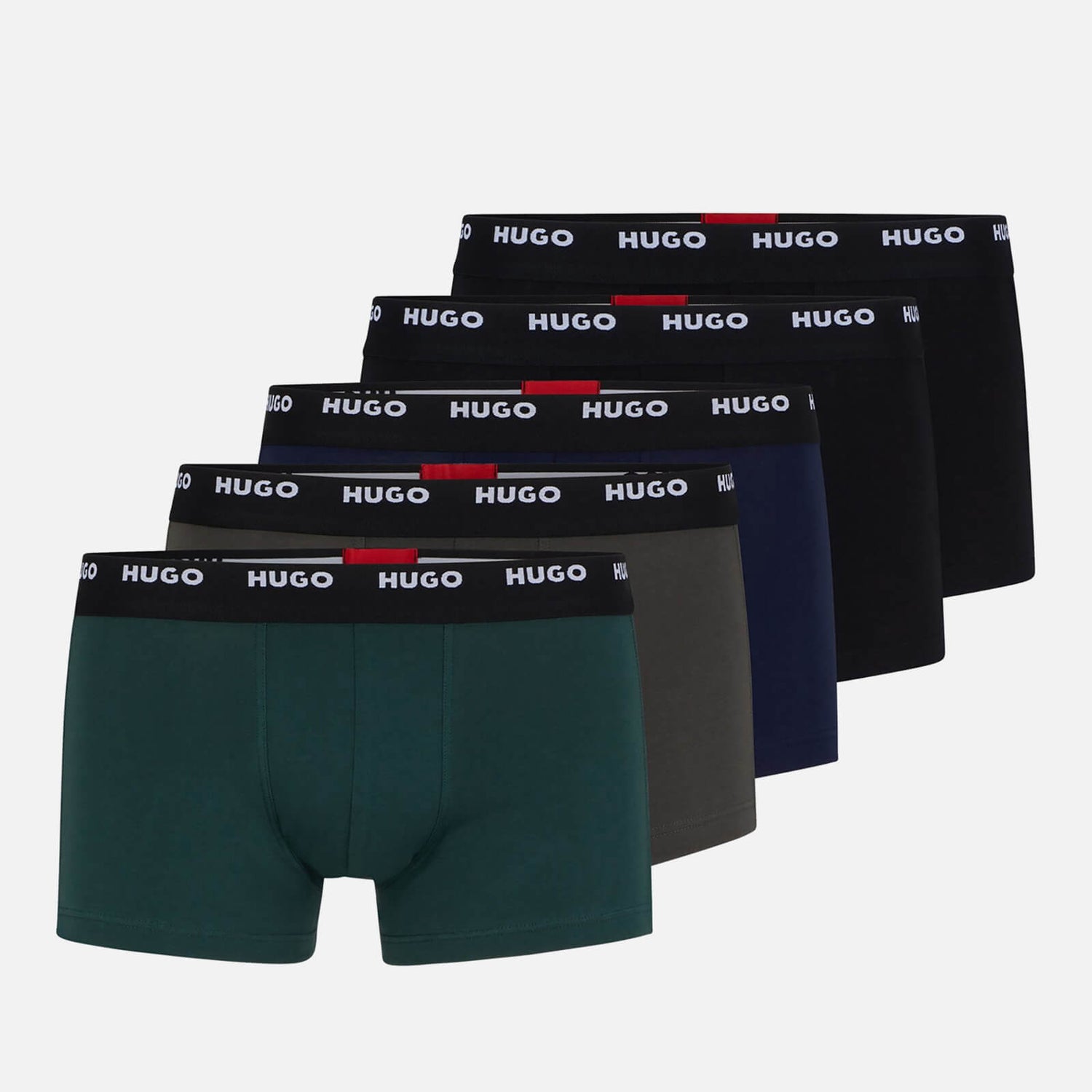 HUGO Bodywear Five-Pack Cotton-Blend Boxer Trunks - S