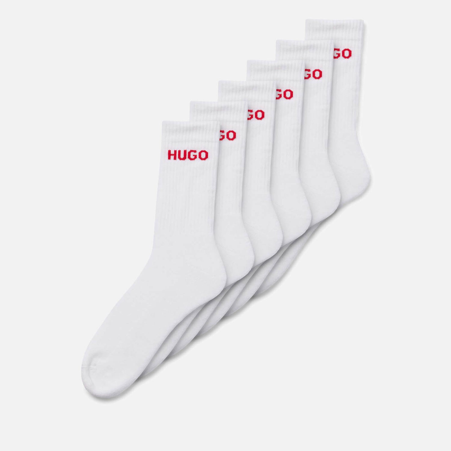 HUGO Bodywear 6 Pack Cotton-Blend Ribbed Socks