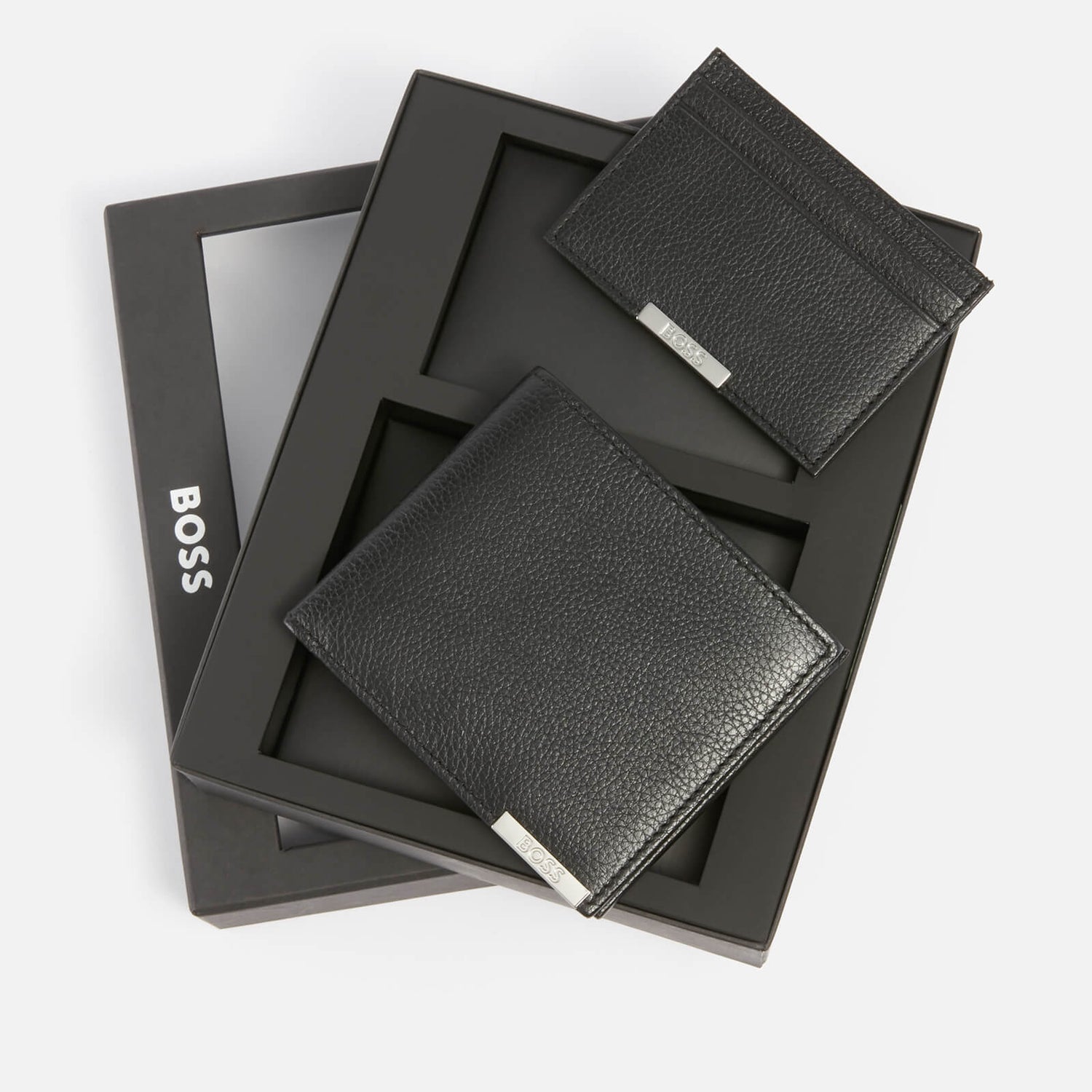 BOSS Black Leather Wallet and Cardholder Gift Set