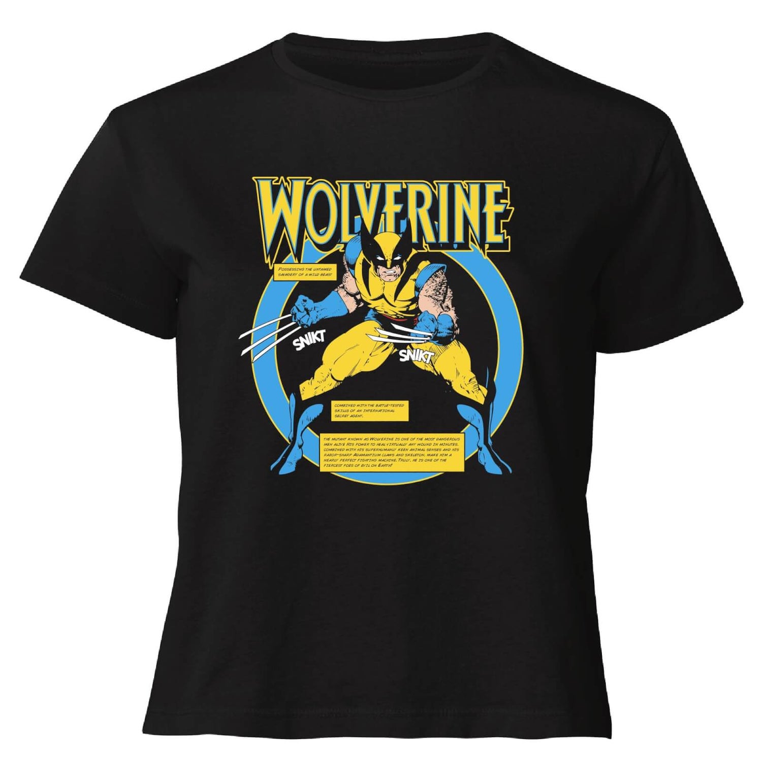 X-Men Wolverine Bio  Women's Cropped T-Shirt - Black