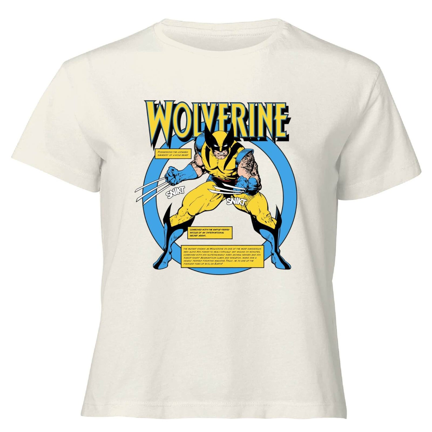 X-Men Wolverine Bio Women's Cropped T-Shirt - Cream