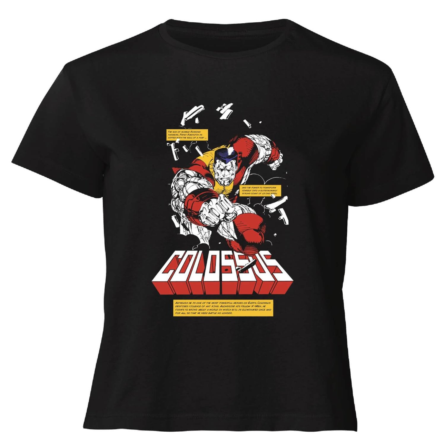 X-Men Colossus Bio  Women's Cropped T-Shirt - Black