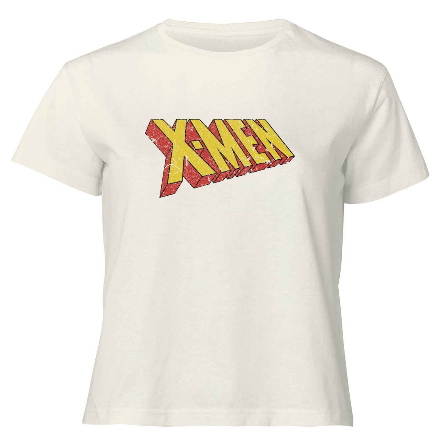 X-Men Retro Logo Women's Cropped T-Shirt - Cream