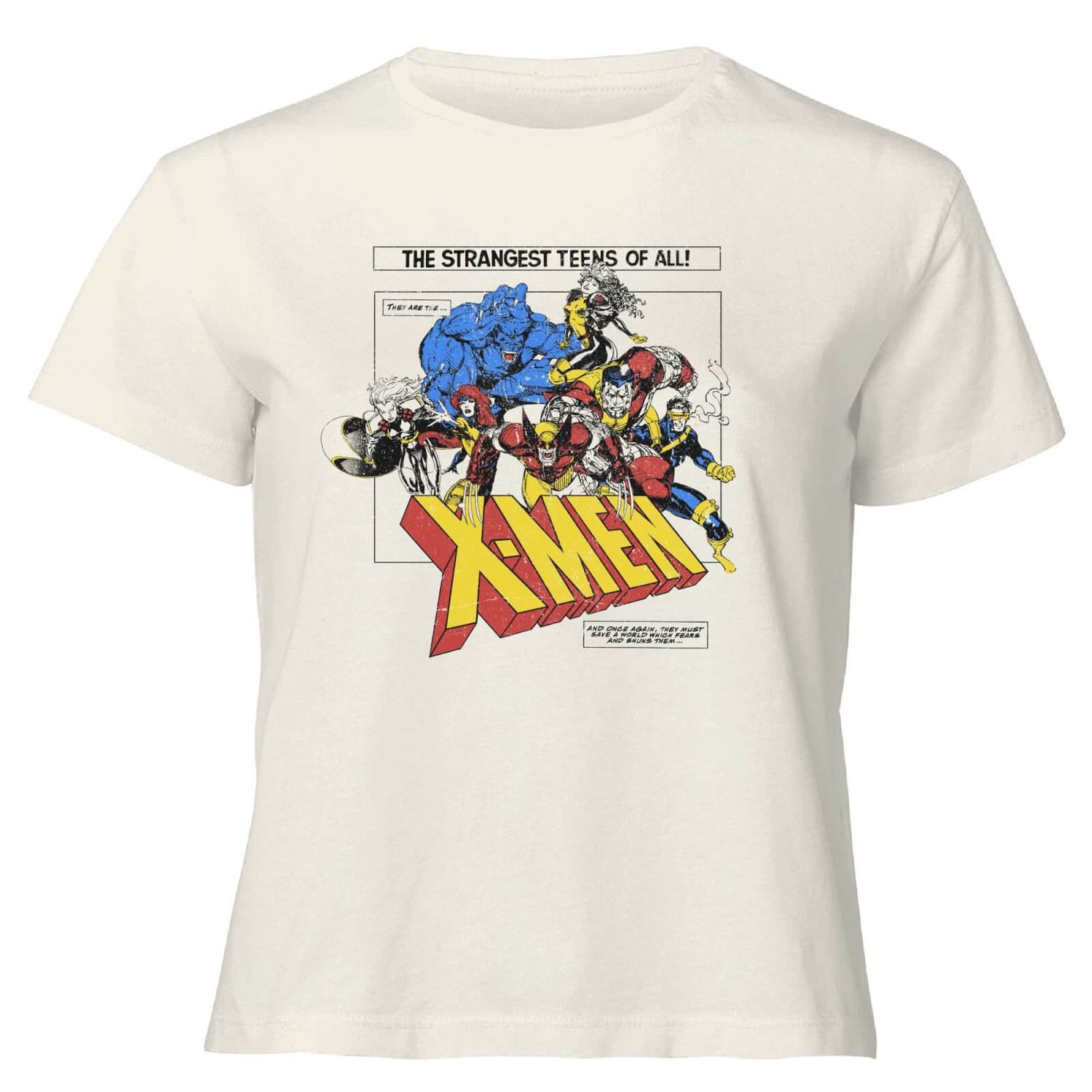 X-Men Retro Team Up Women's Cropped T-Shirt - Cream