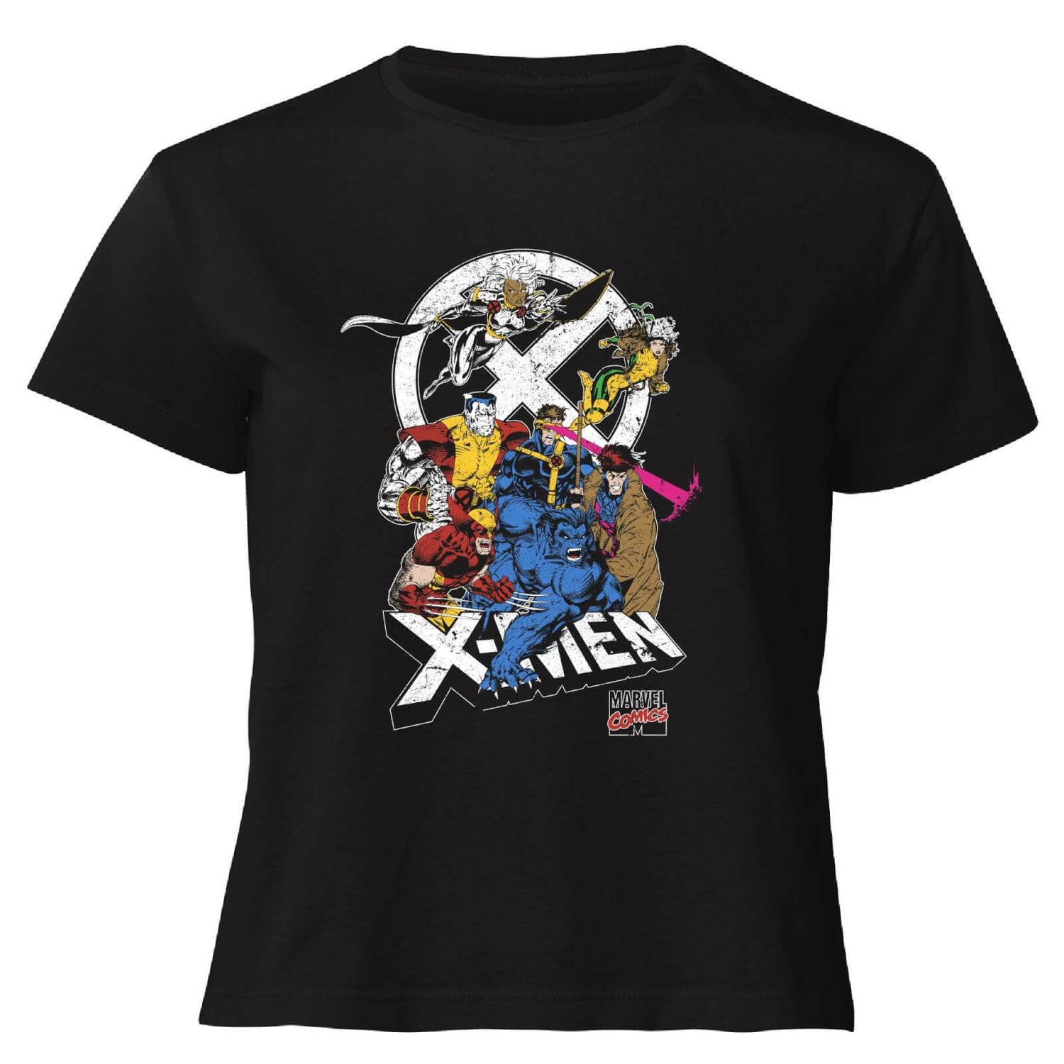 X-Men Super Team Women's Cropped T-Shirt - Black