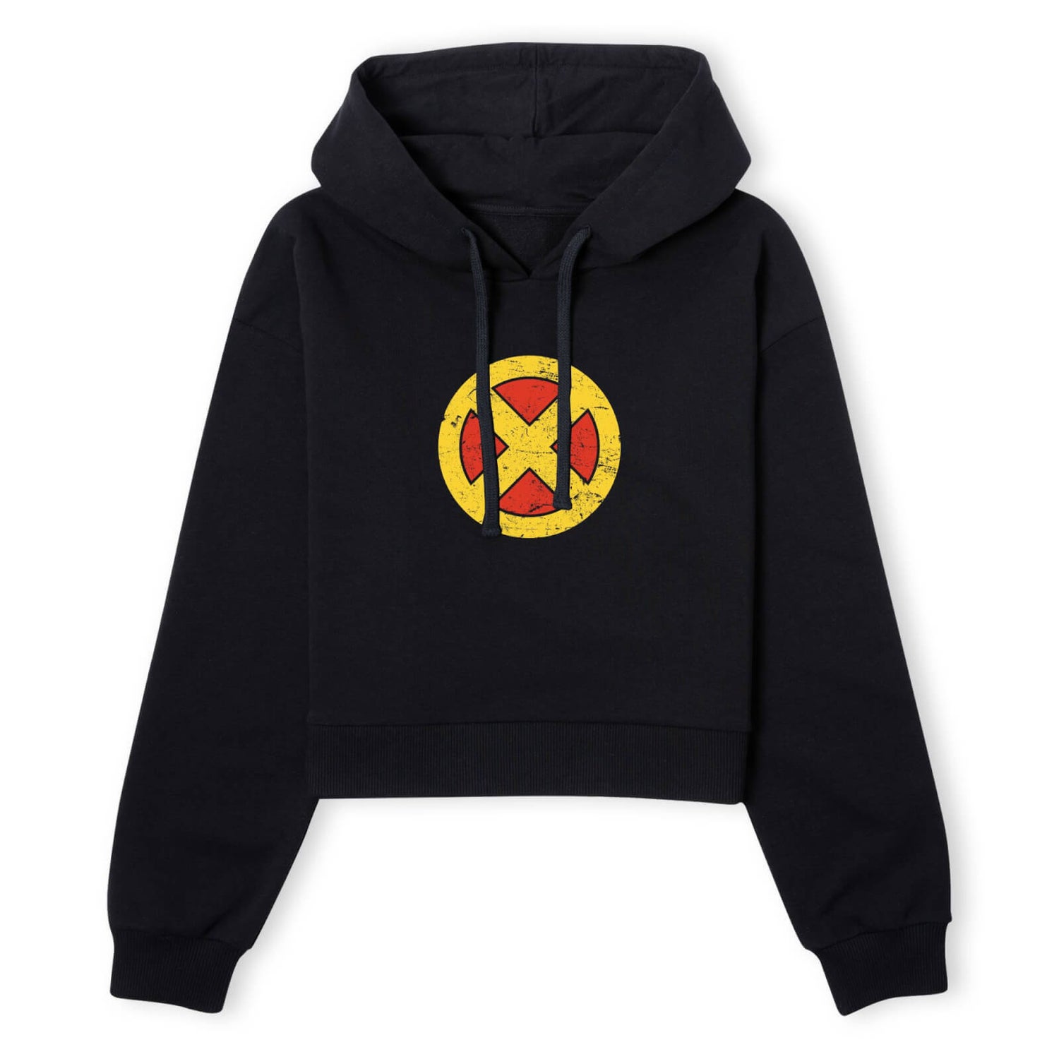 X-Men Emblem Drk Women's Cropped Hoodie - Black