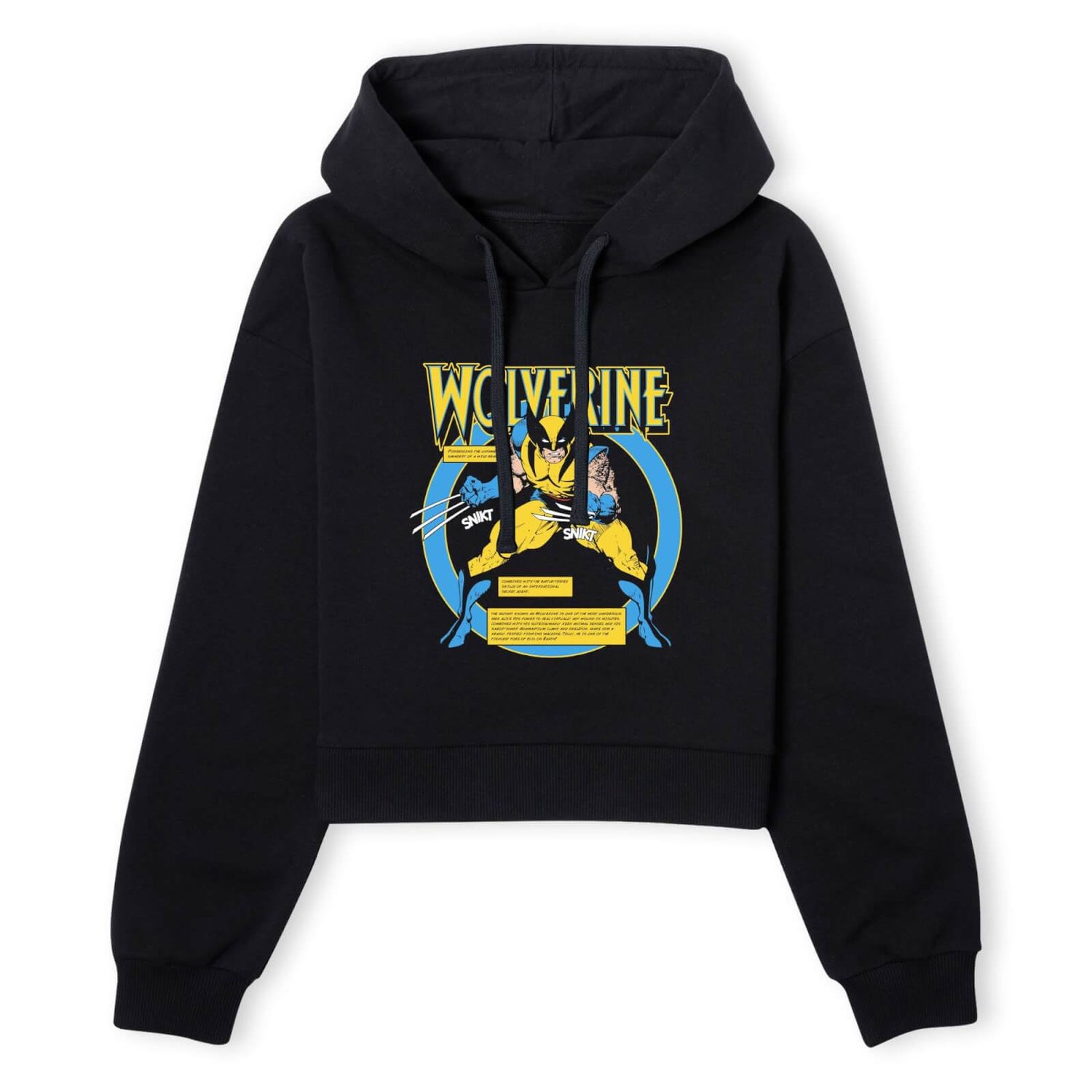 X-Men Wolverine Bio Women's Cropped Hoodie - Black - S