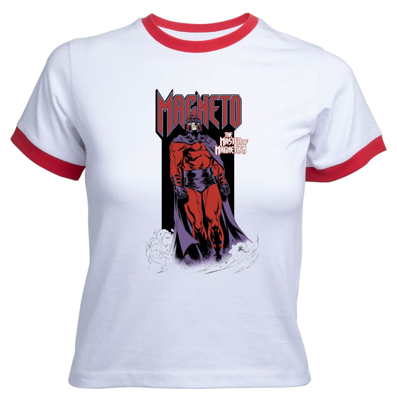X-Men Magneto Master Of Magnetism Women's Cropped Ringer T-Shirt - White Red