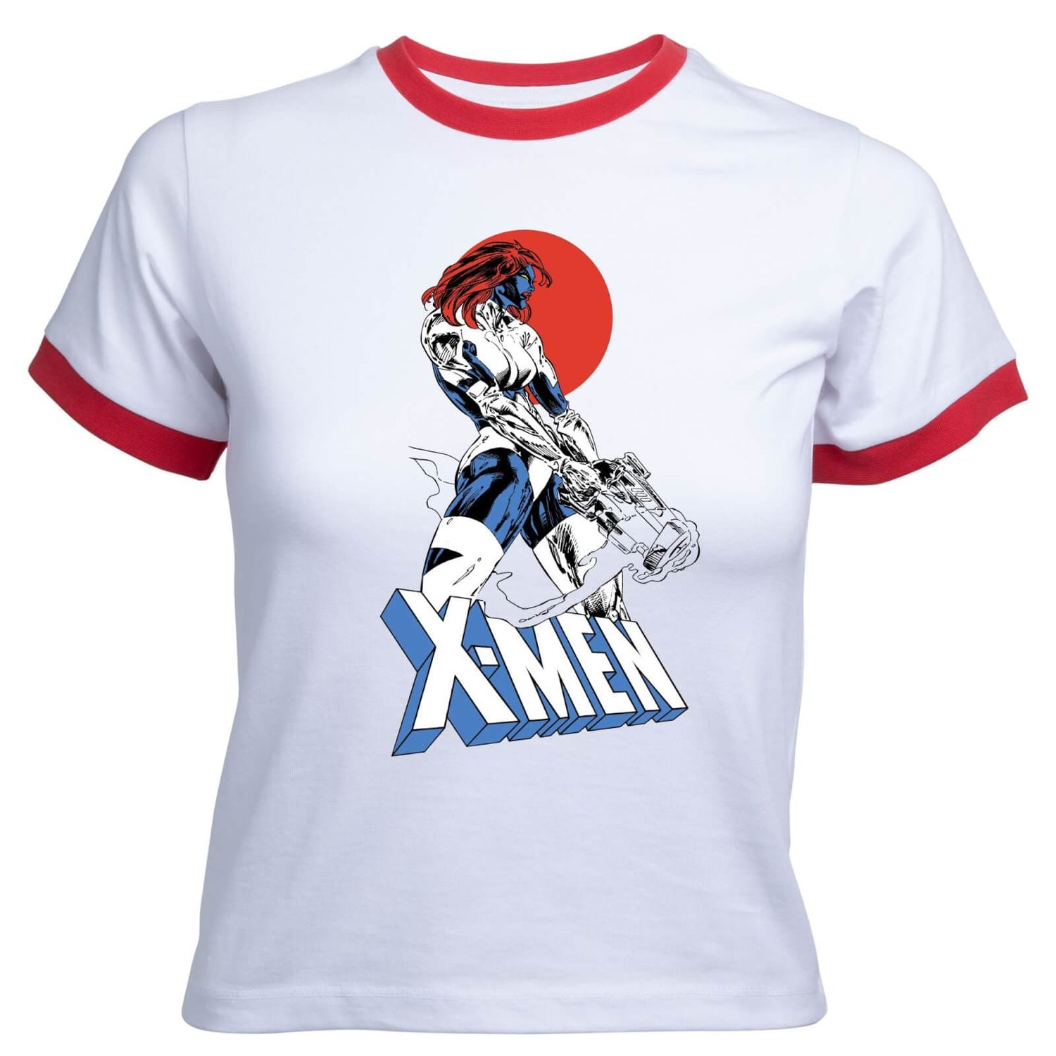 X-Men Mystique Women's Cropped Ringer T-Shirt - White Red