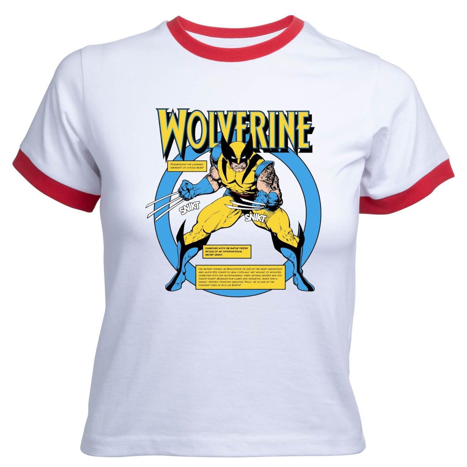 X-Men Wolverine Bio Women's Cropped Ringer T-Shirt - White Red