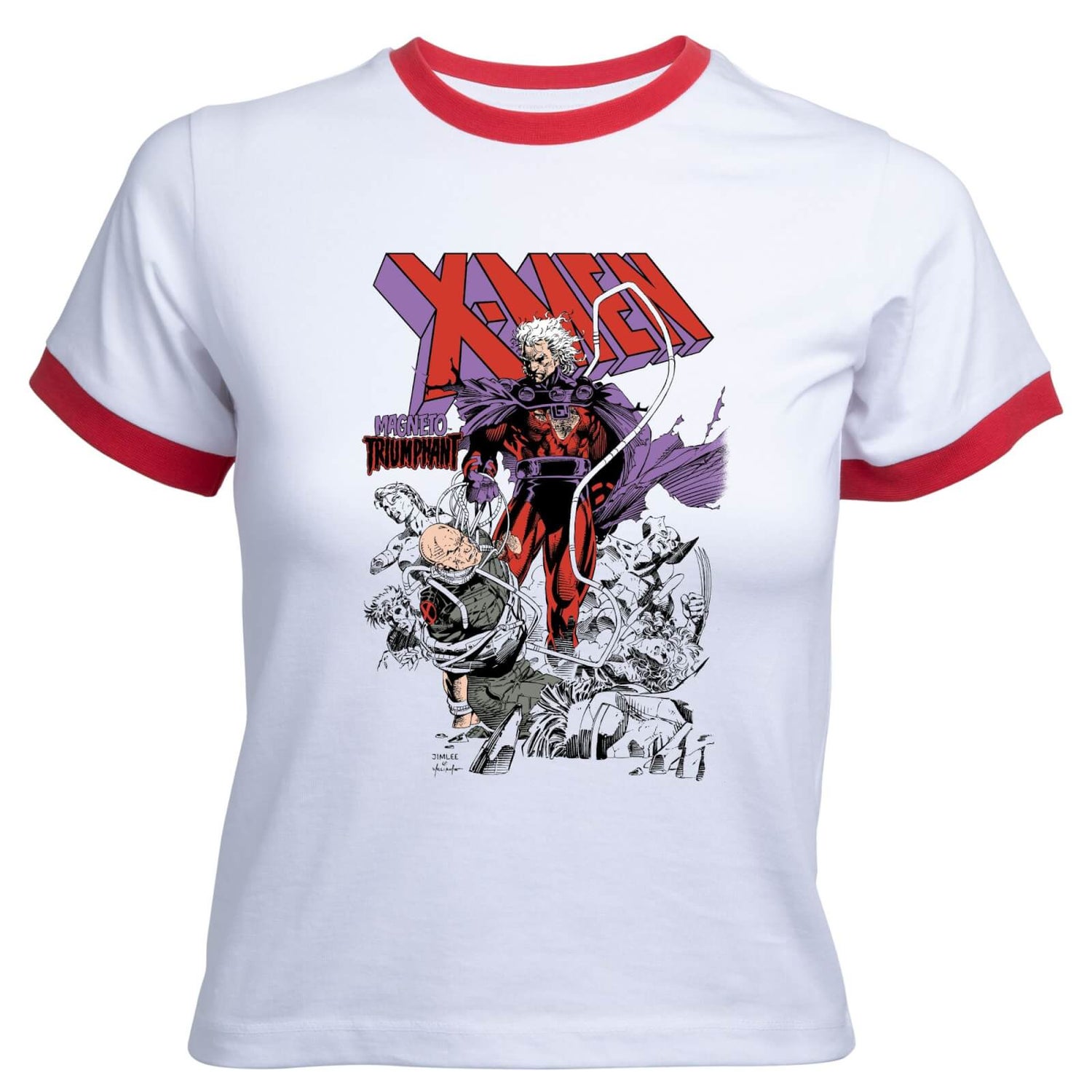 X-Men Magneto Triumphant Women's Cropped Ringer T-Shirt - White Red