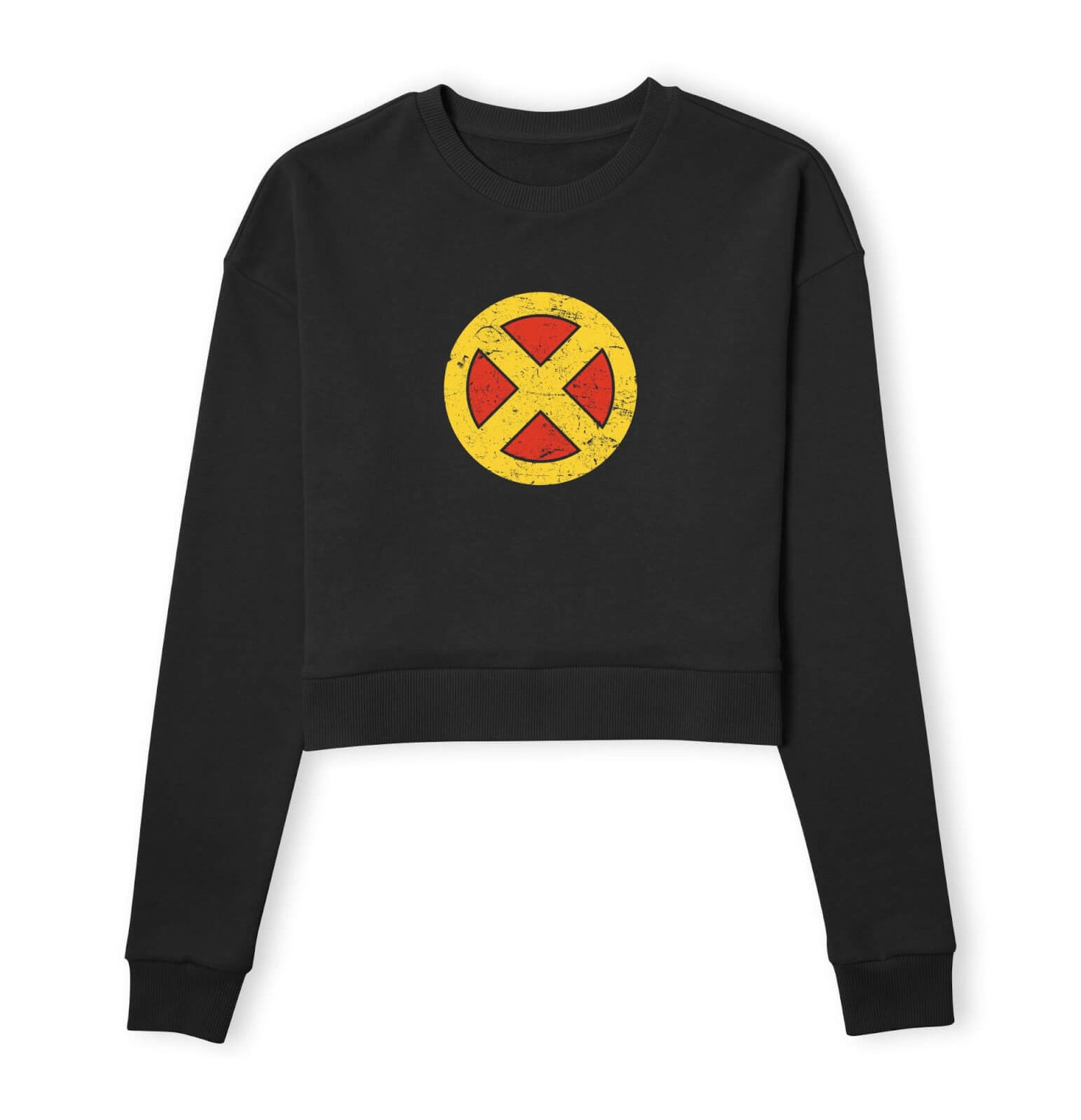 X-Men Emblem Drk Women's Cropped Sweatshirt - Black