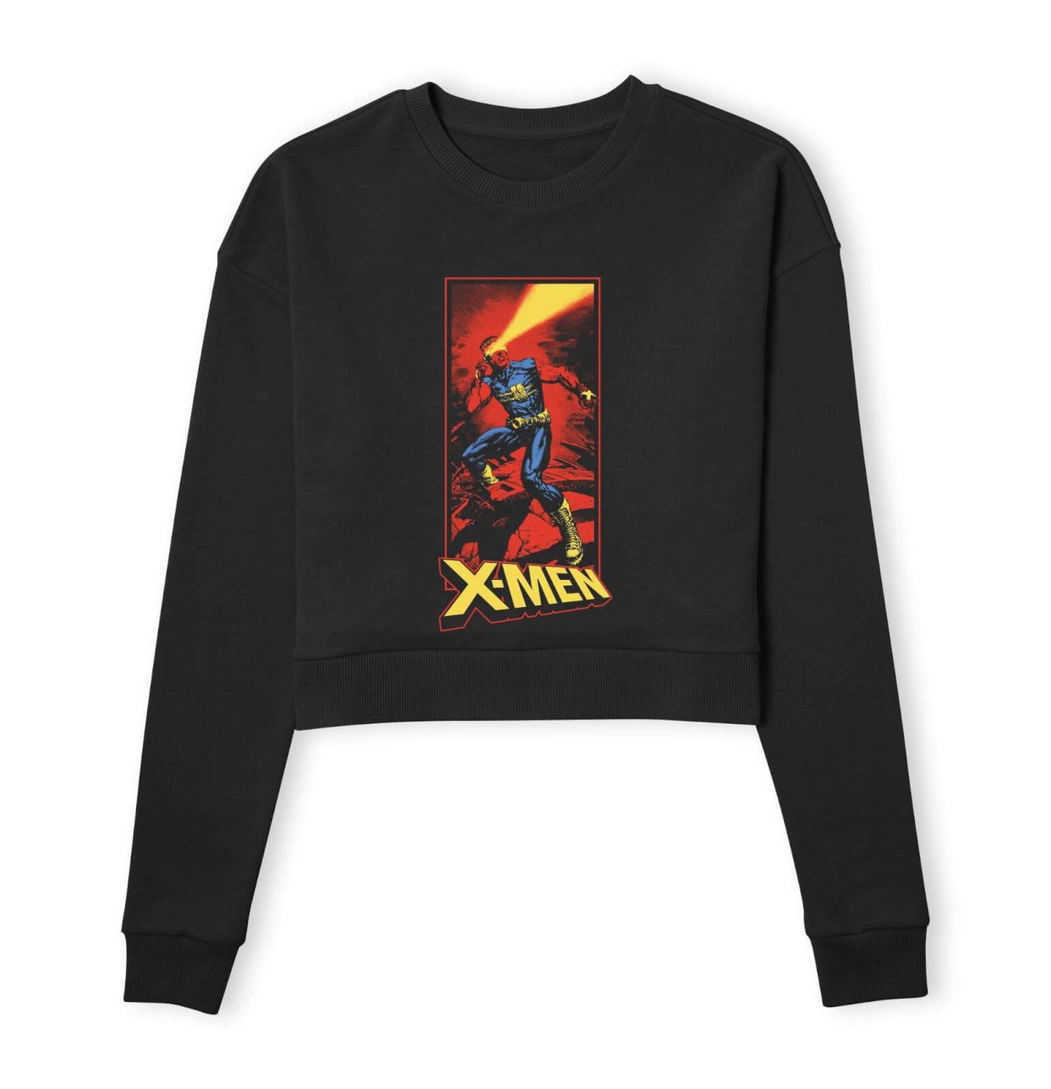 X-Men Cyclops Energy Beam  Women's Cropped Sweatshirt - Black