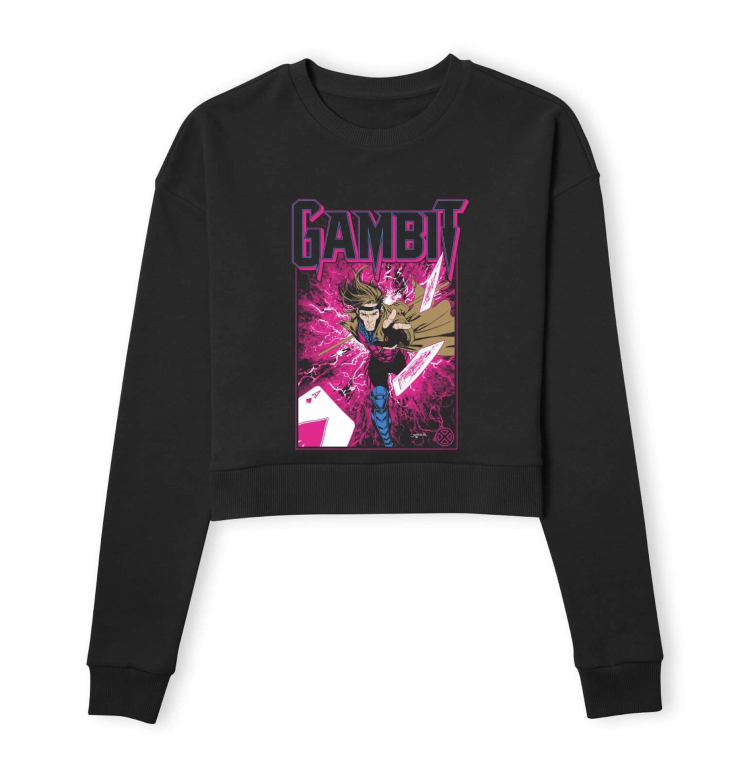 X-Men Gambit Women's Cropped Sweatshirt - Black