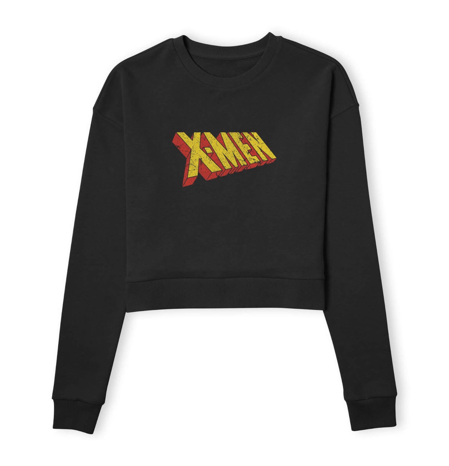 X-Men Retro Logo Women's Cropped Sweatshirt - Black