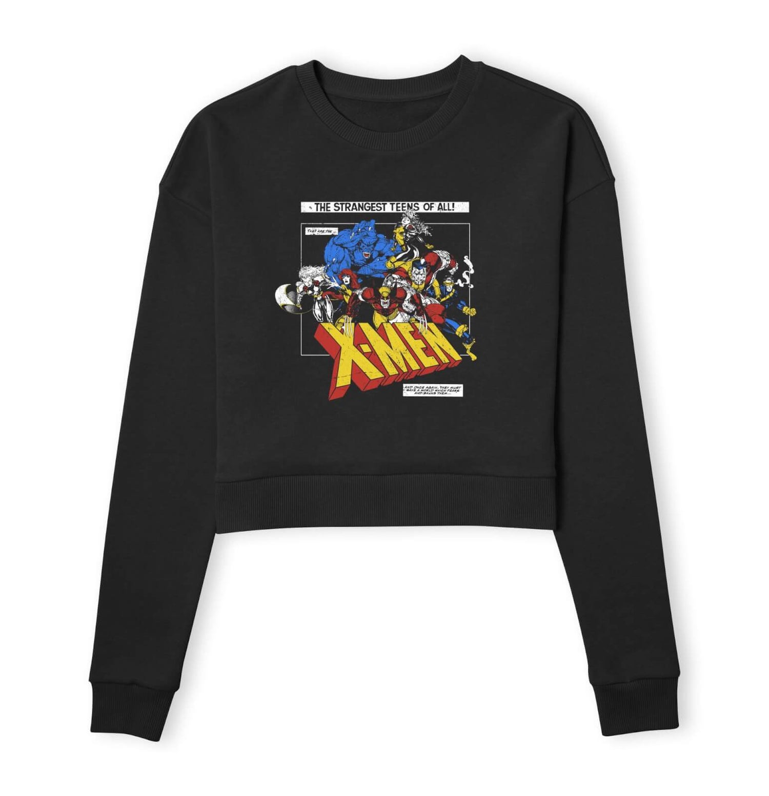 X-Men Retro Team Up Women's Cropped Sweatshirt - Black